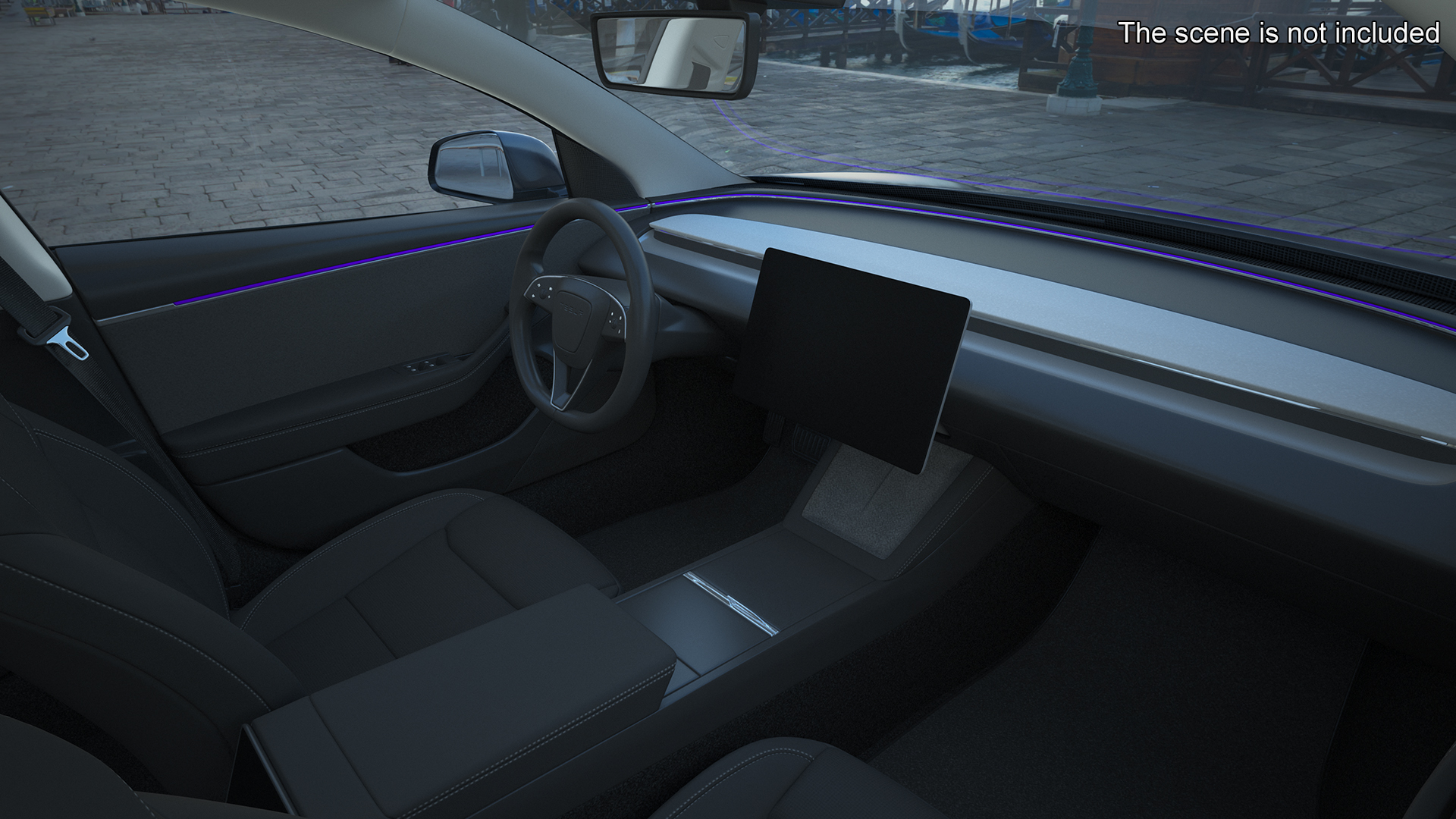 Tesla Model 3 2024 Stealth Grey Rigged for Cinema 4D 3D