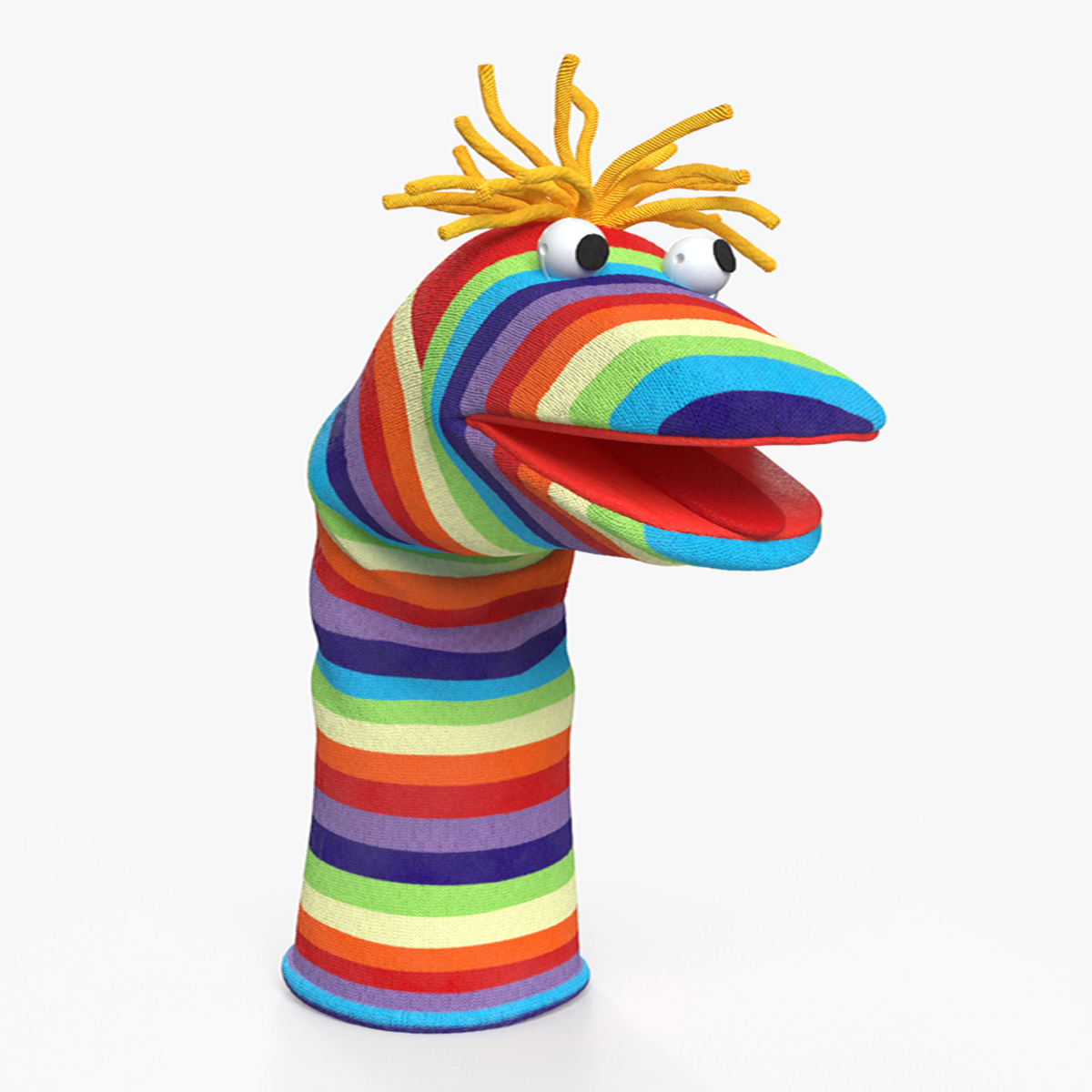 Striped Sock Puppet Boy Rigged for Cinema 4D 3D model