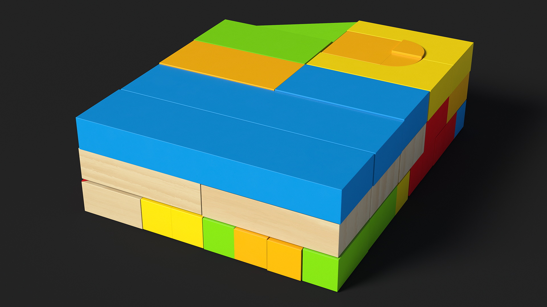 3D Wooden Constructor Colored