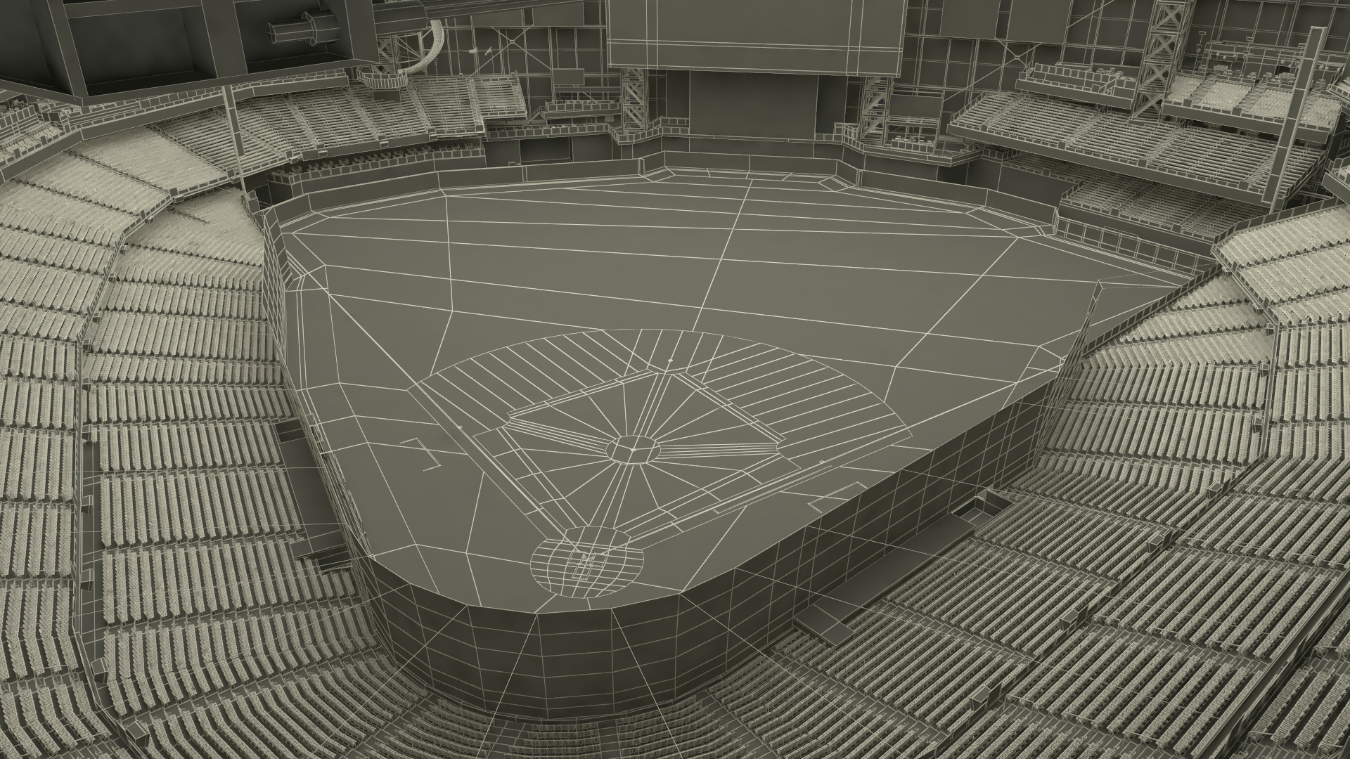 Stadium with Retractable Roof Open 3D model