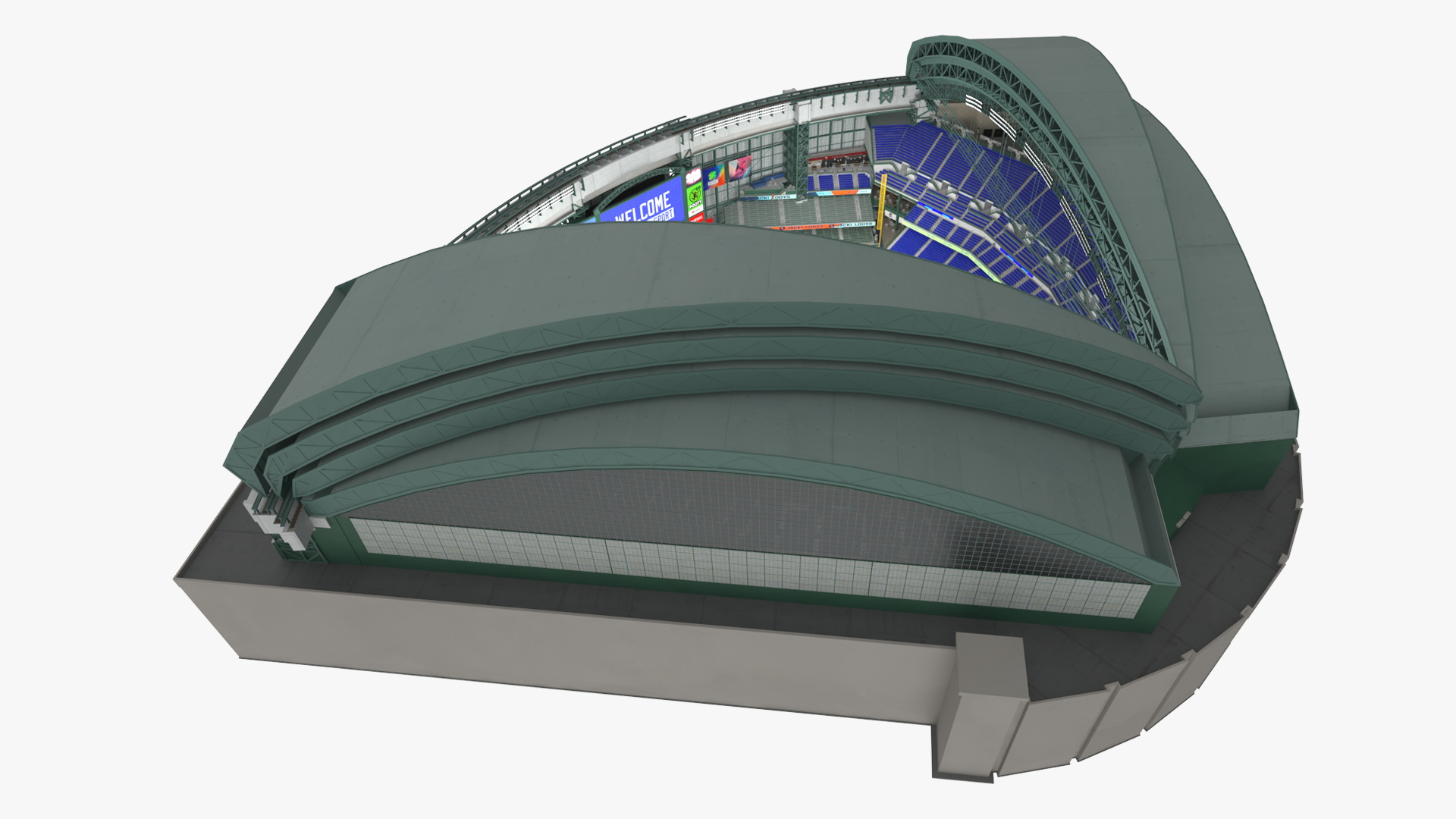Stadium with Retractable Roof Open 3D model