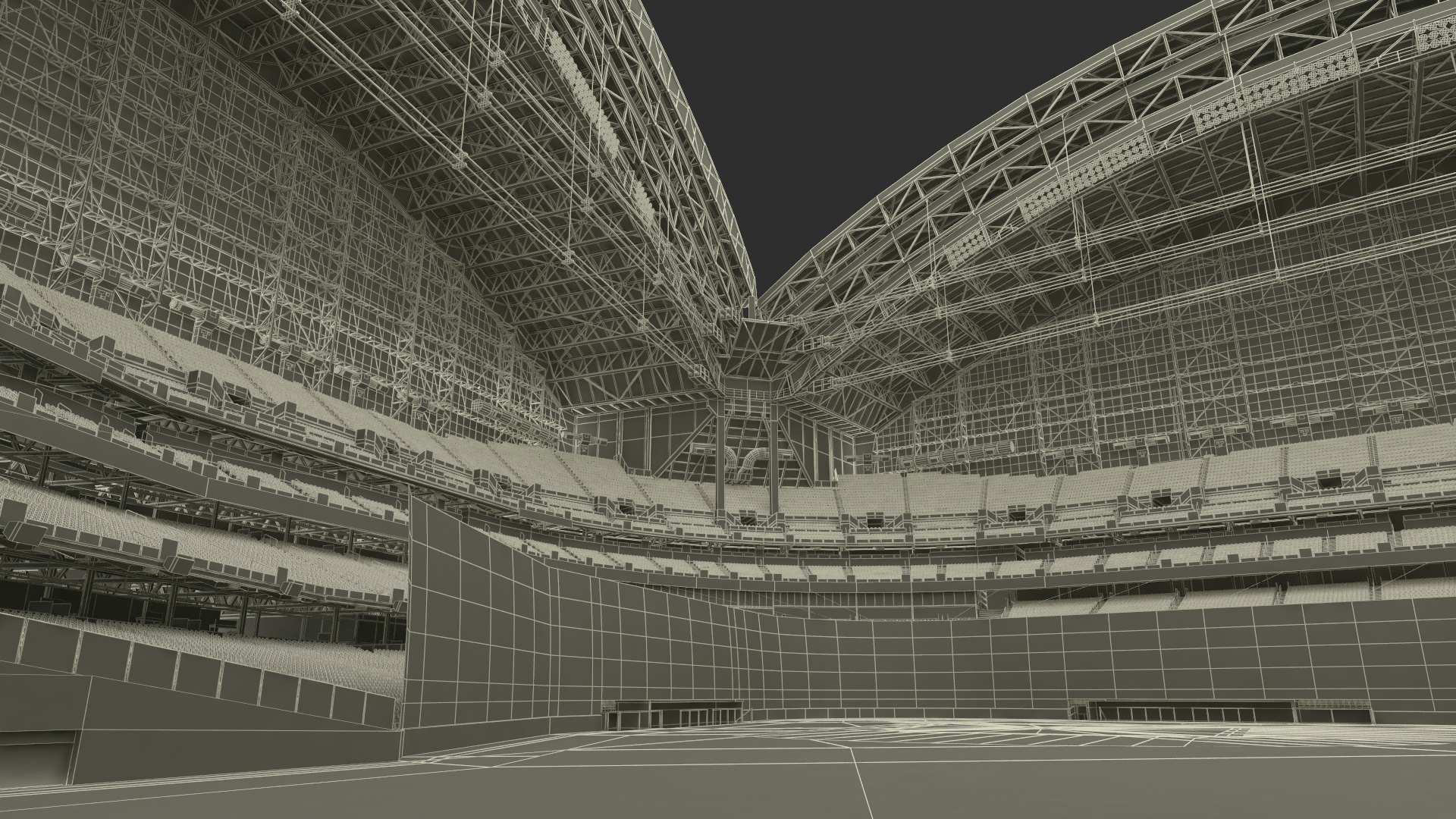 Stadium with Retractable Roof Open 3D model