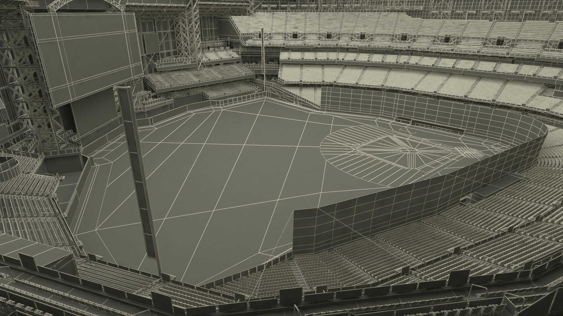 Stadium with Retractable Roof Open 3D model