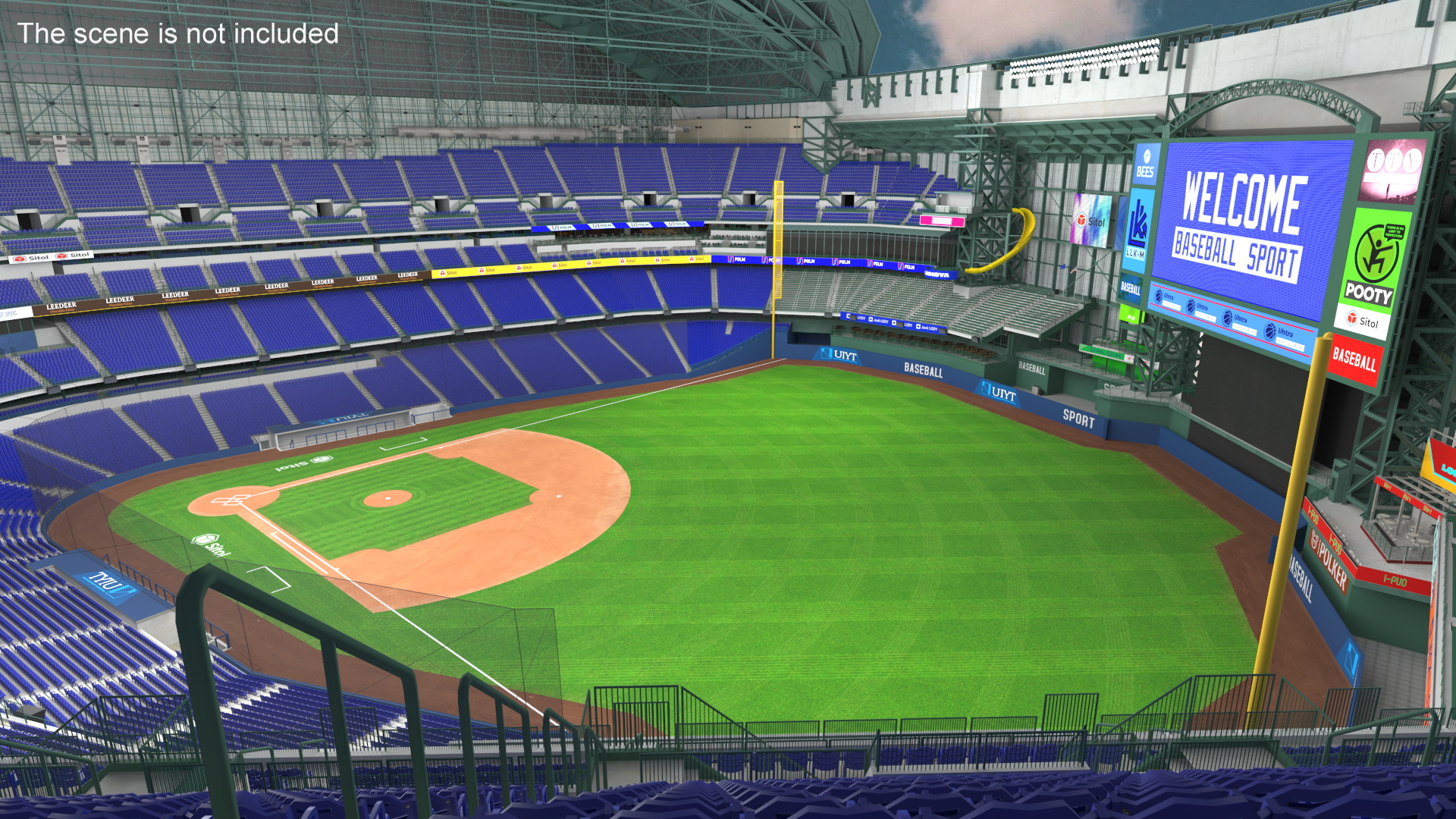 Stadium with Retractable Roof Open 3D model