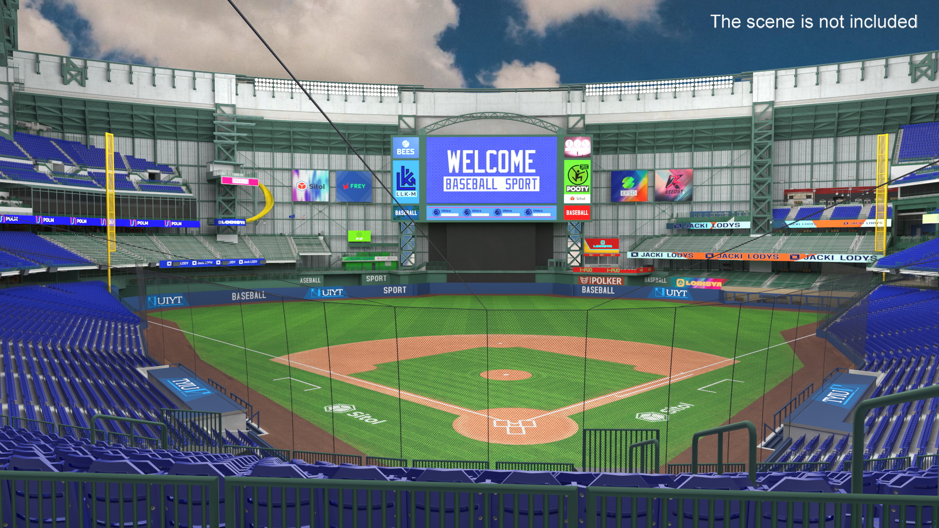 Stadium with Retractable Roof Open 3D model