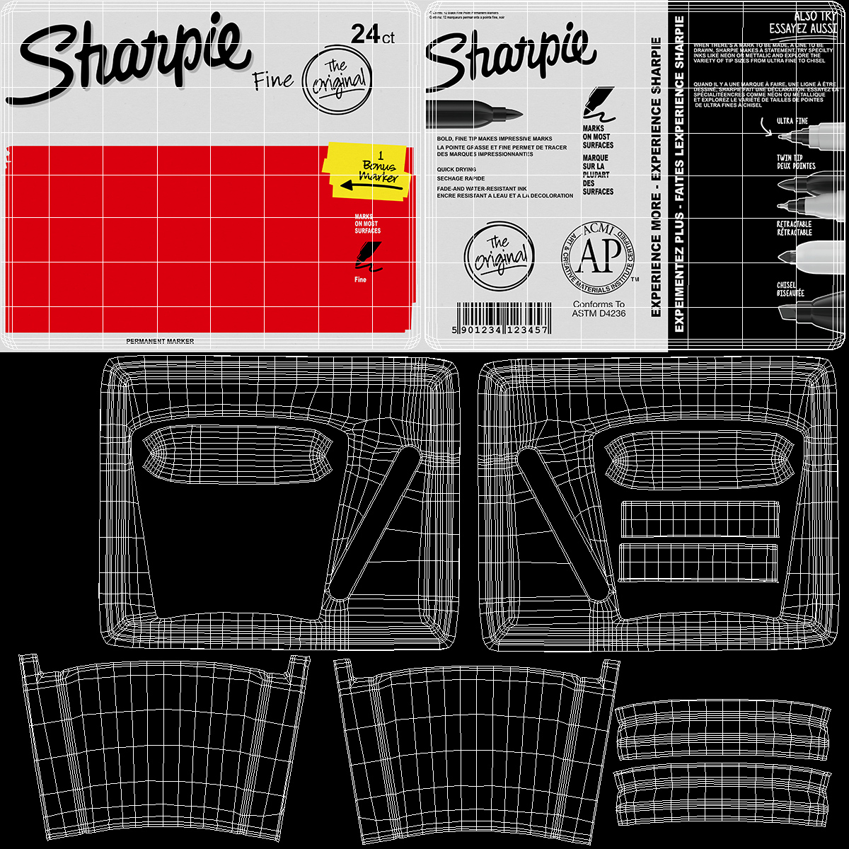 Sharpie Permanent Markers 24 Assorted Colors 3D model