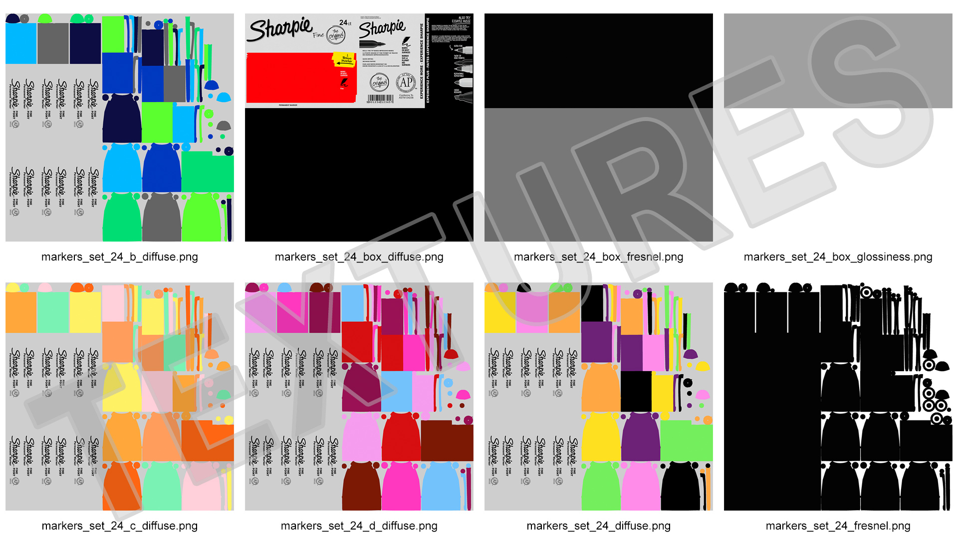 Sharpie Permanent Markers 24 Assorted Colors 3D model
