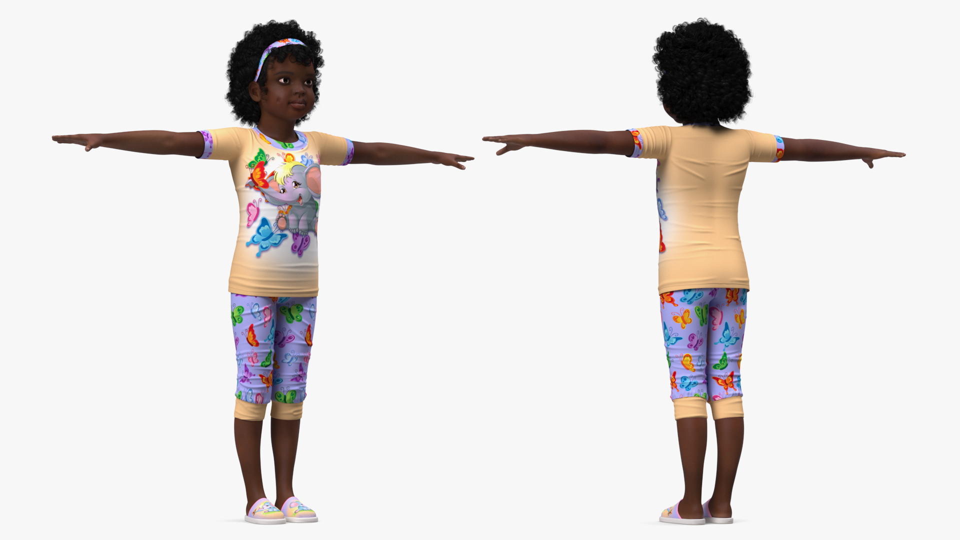 Black Child Girl Home Style Rigged 3D model