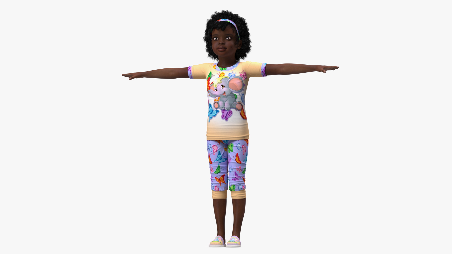 Black Child Girl Home Style Rigged 3D model