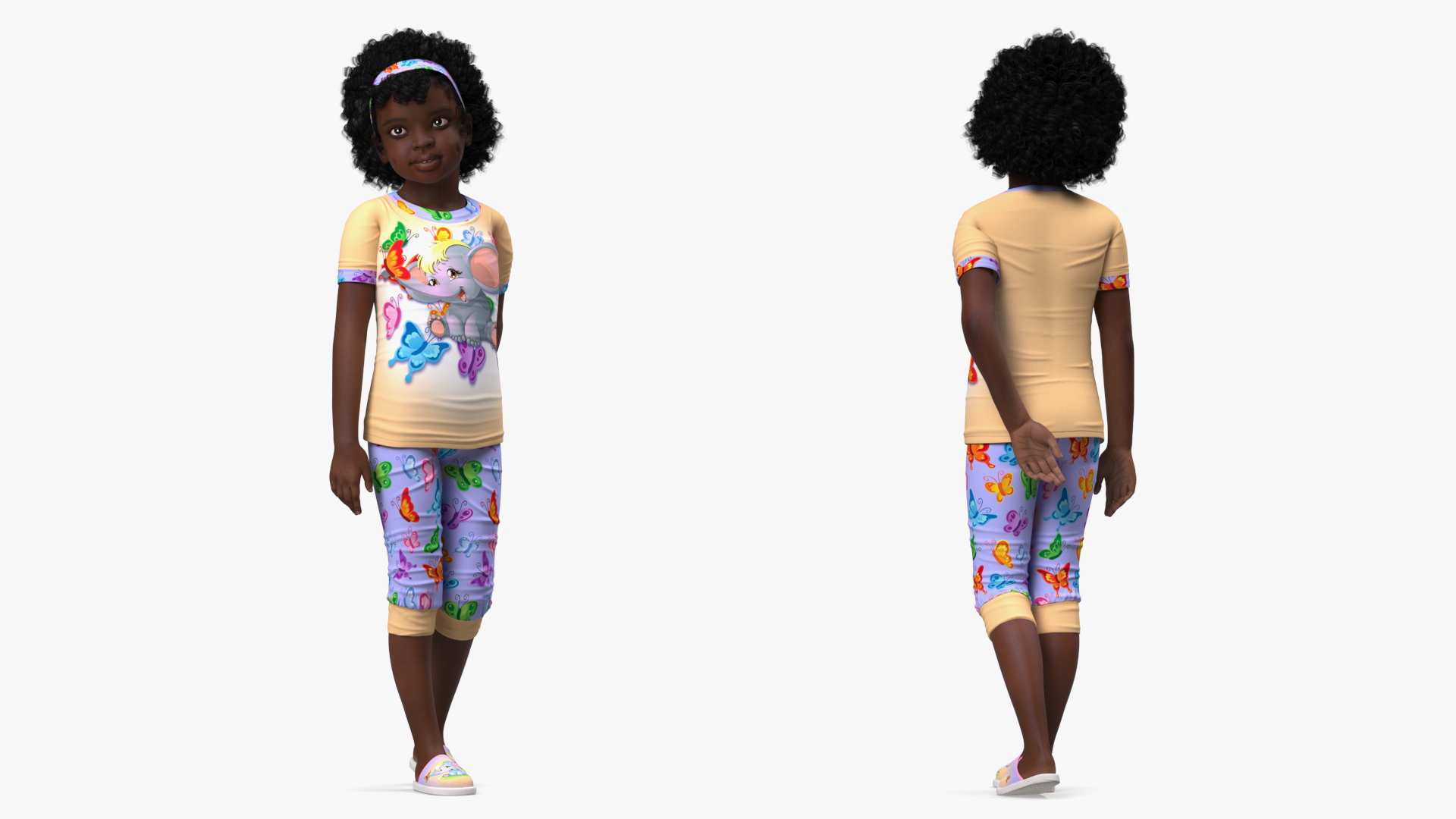 Black Child Girl Home Style Rigged 3D model
