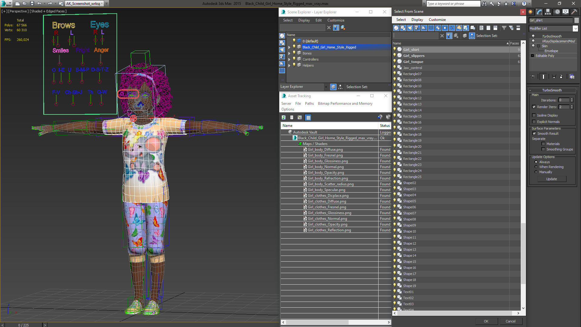 Black Child Girl Home Style Rigged 3D model