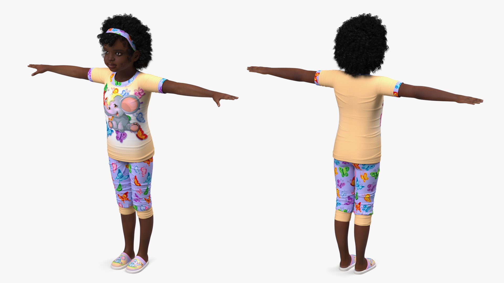 Black Child Girl Home Style Rigged 3D model