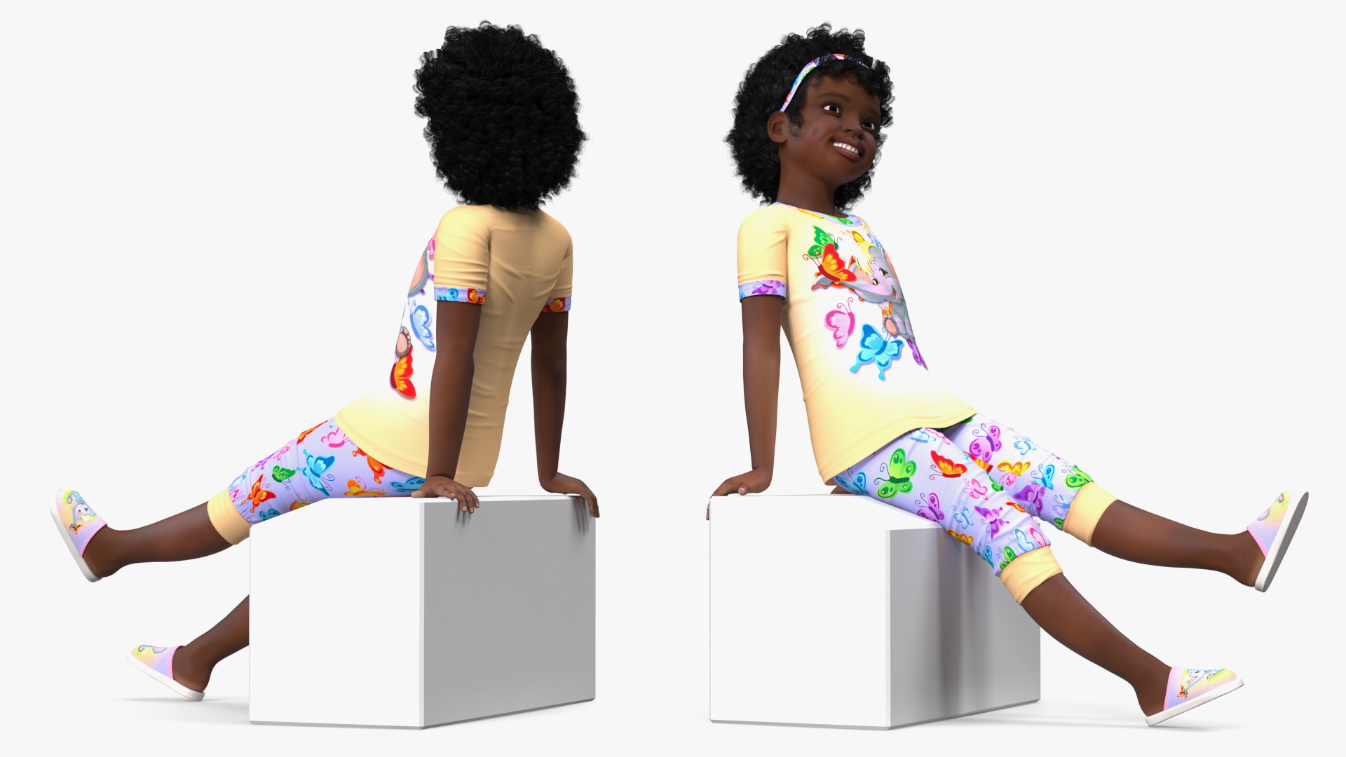 Black Child Girl Home Style Rigged 3D model