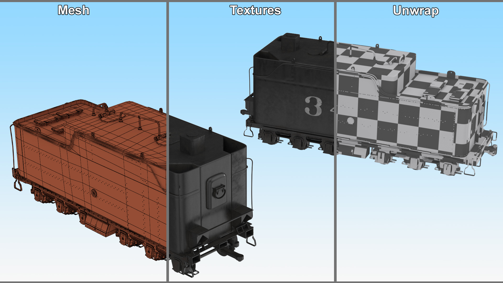 3D Steam Locomotive Tender model