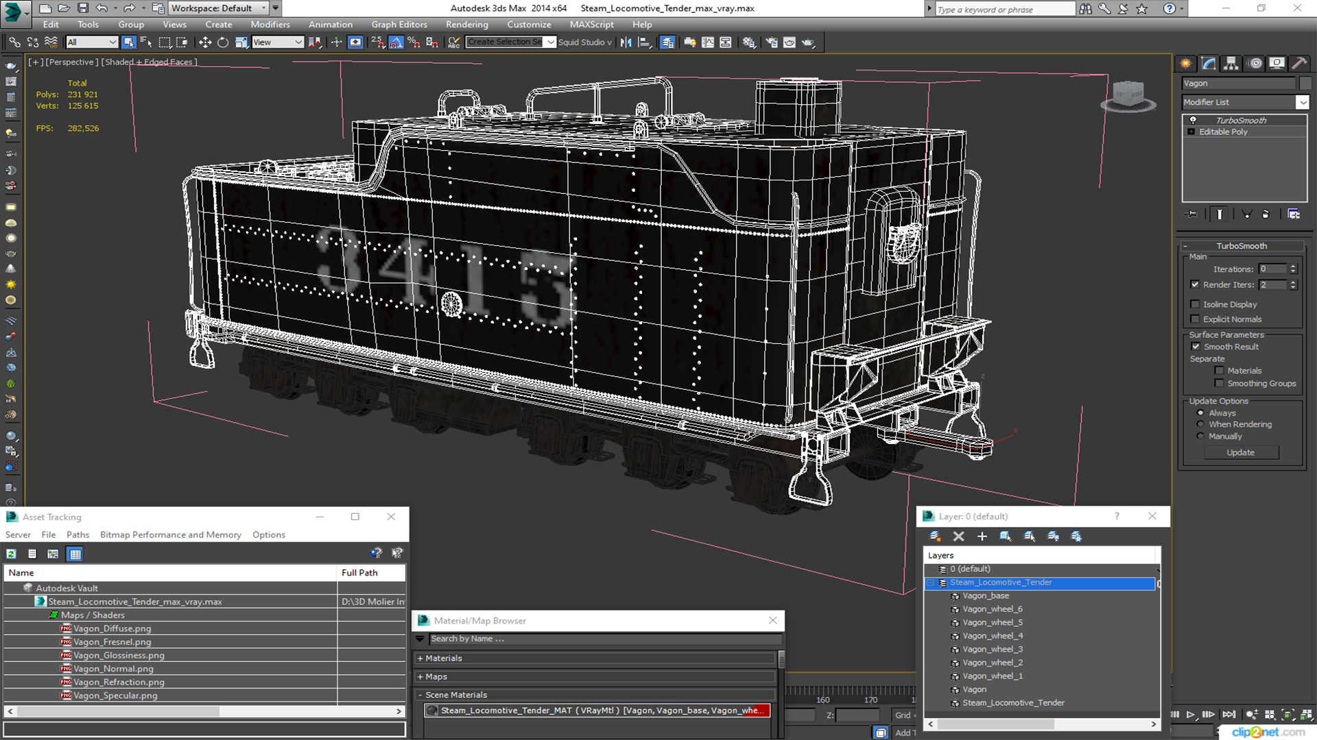 3D Steam Locomotive Tender model