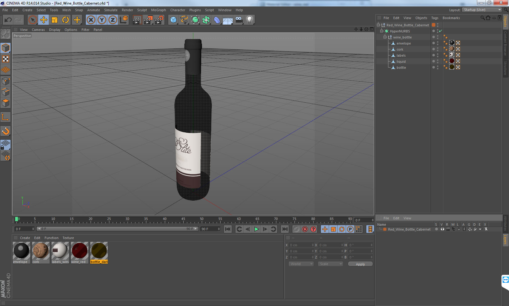 Red Wine Bottle Cabernet 3D model