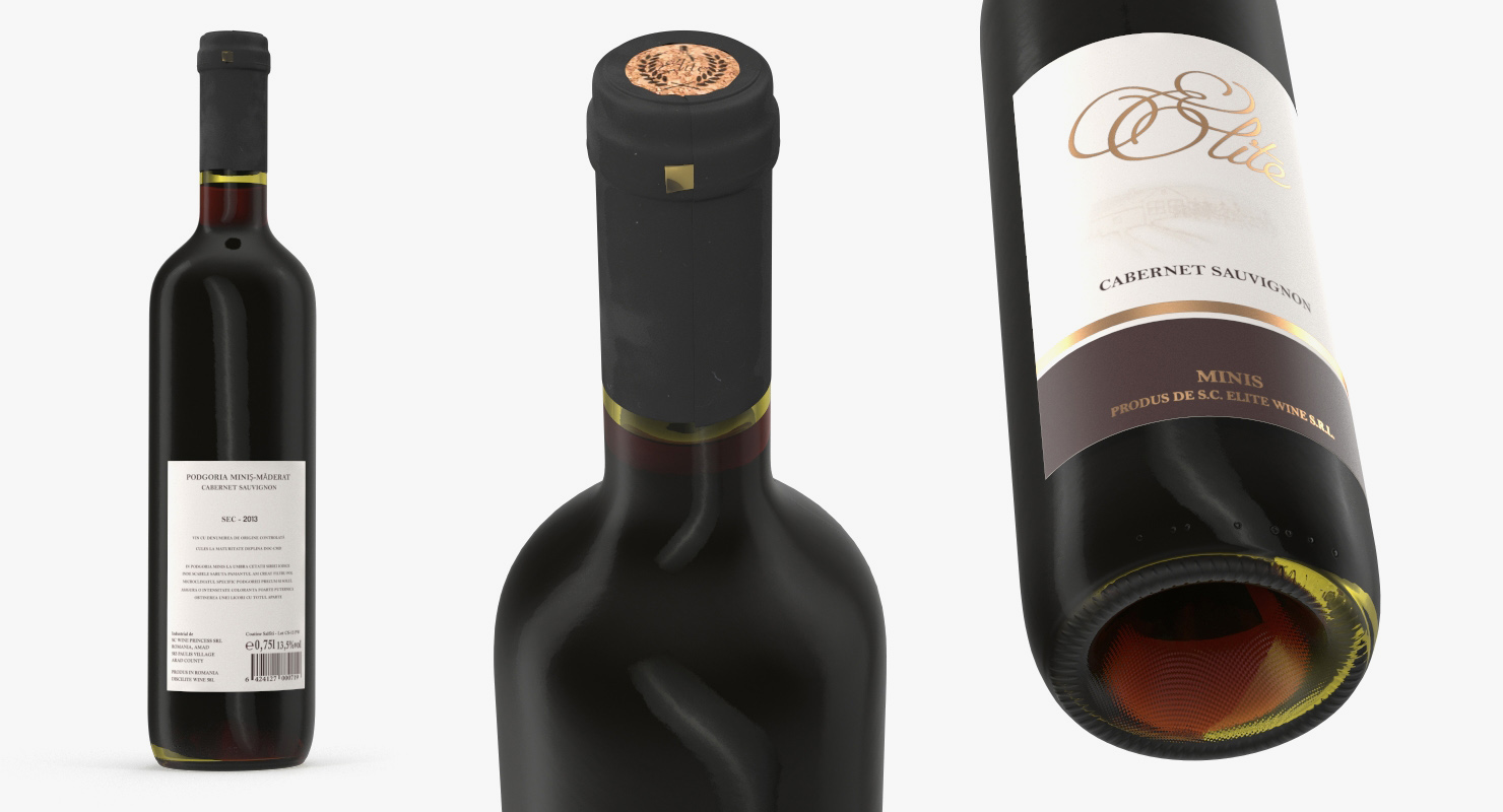 Red Wine Bottle Cabernet 3D model