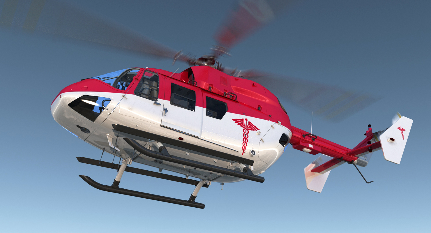 3D model Kawasaki BK 117 Air Ambulance Helicopter