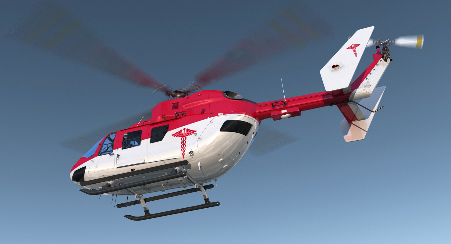 3D model Kawasaki BK 117 Air Ambulance Helicopter