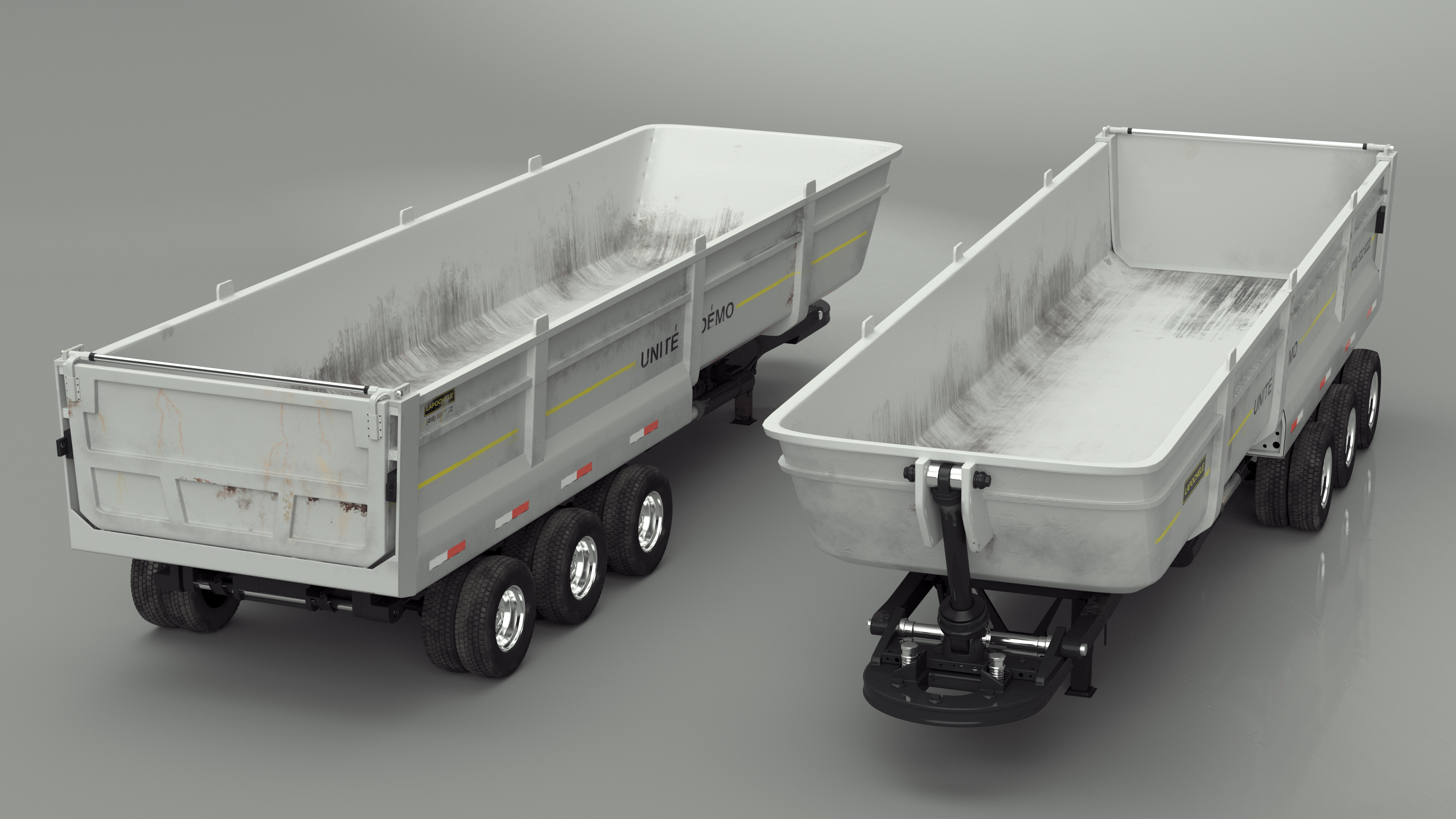 Dump Trailer with Hydraulic Lift Rigged 3D model