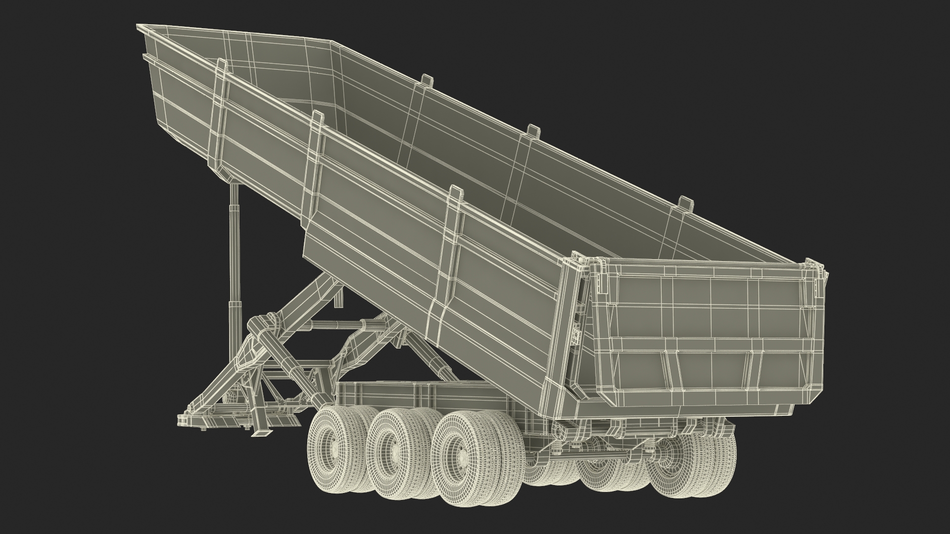 Dump Trailer with Hydraulic Lift Rigged 3D model