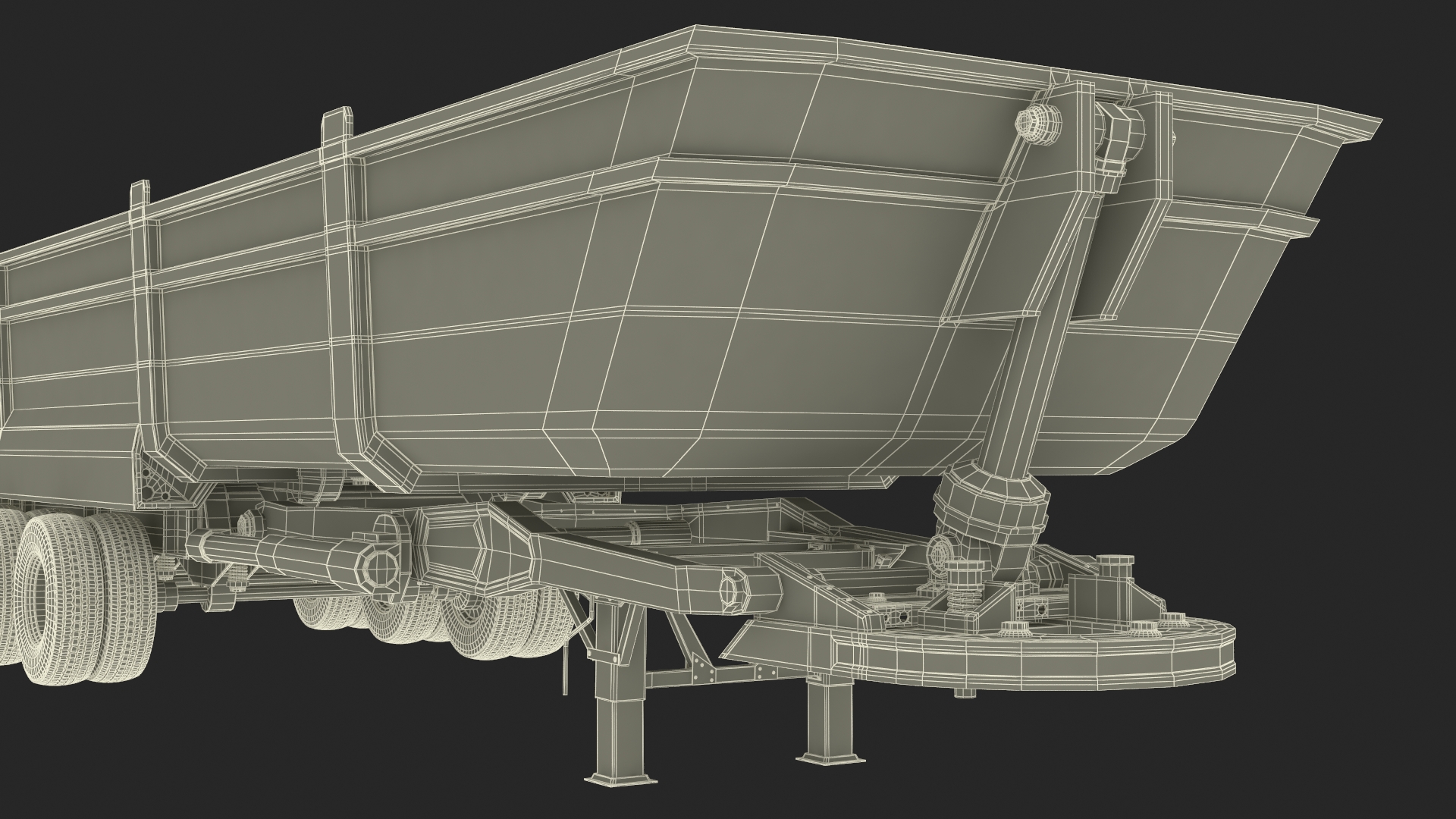 Dump Trailer with Hydraulic Lift Rigged 3D model