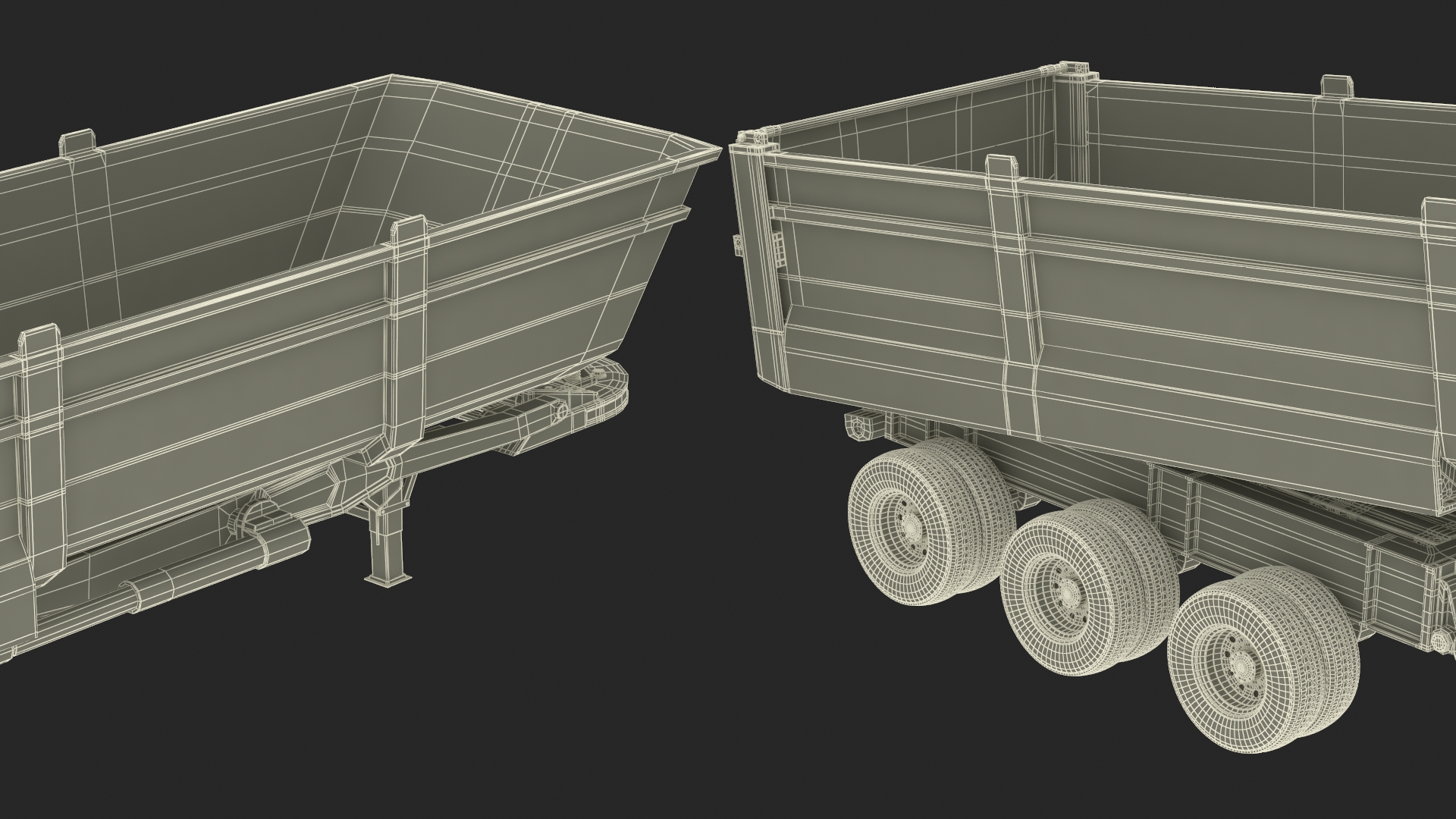 Dump Trailer with Hydraulic Lift Rigged 3D model