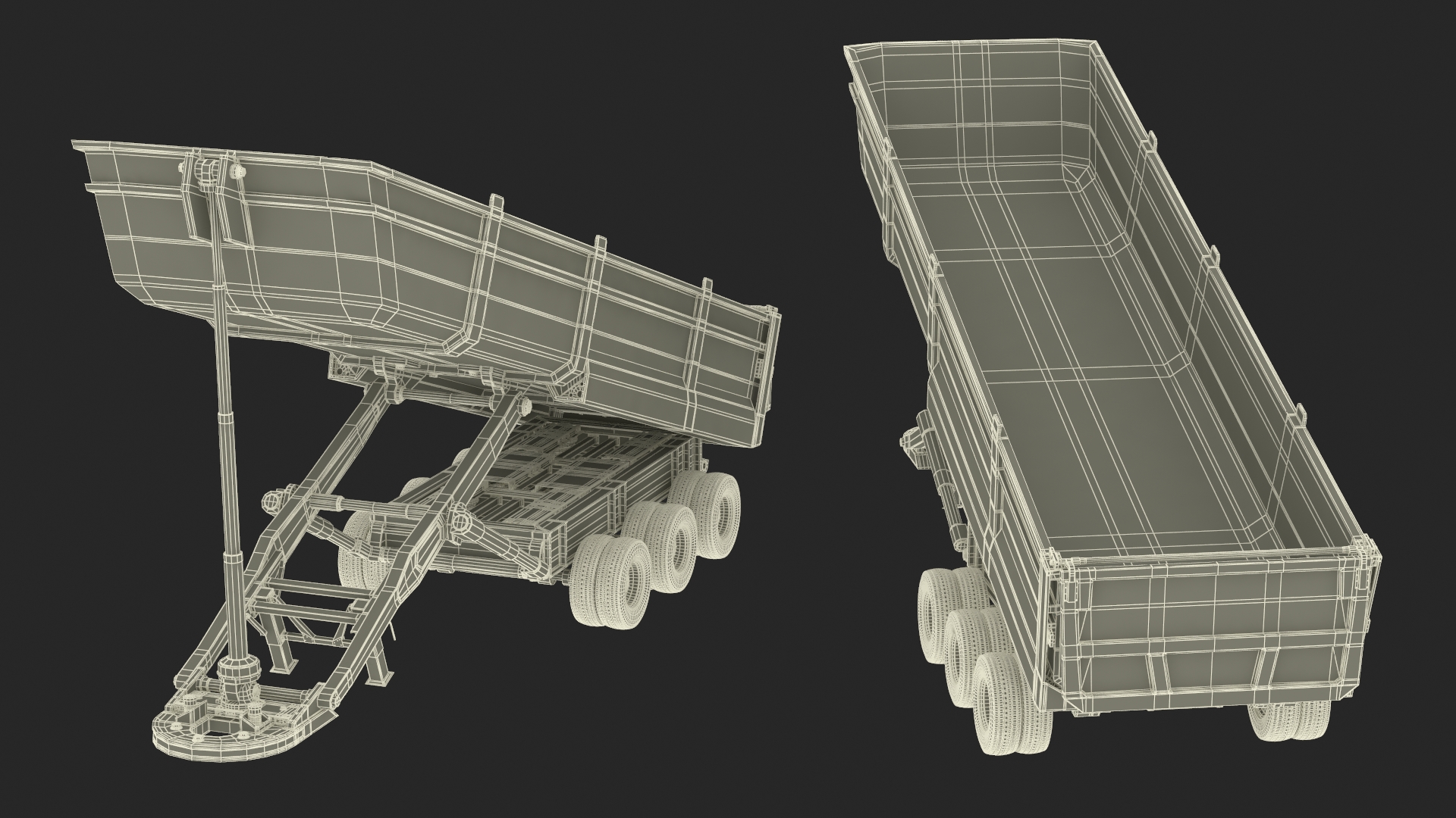 Dump Trailer with Hydraulic Lift Rigged 3D model