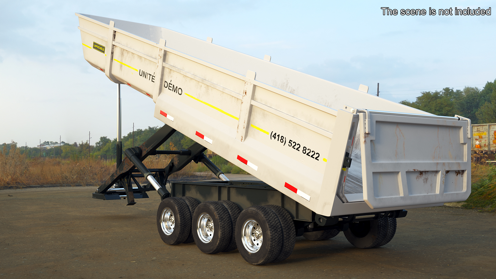 Dump Trailer with Hydraulic Lift Rigged 3D model