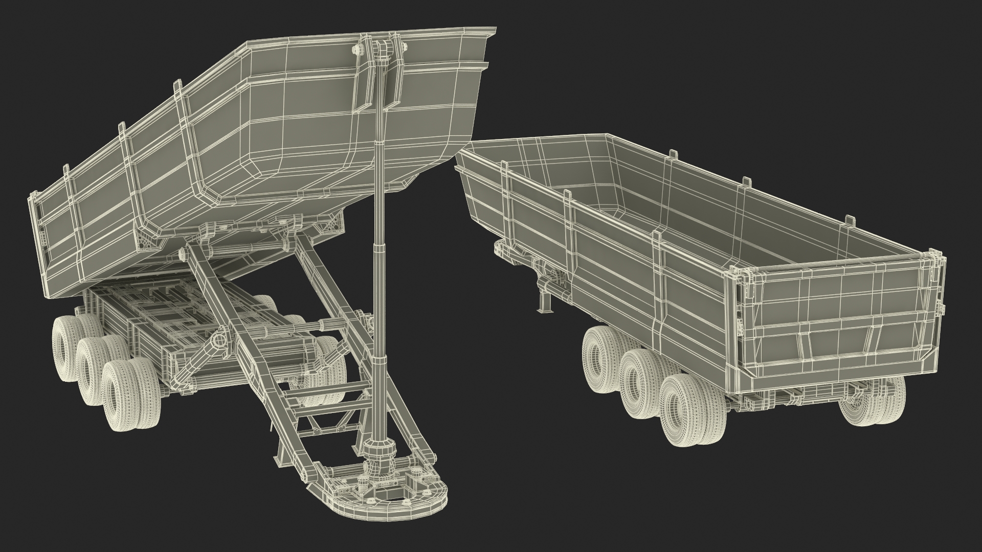 Dump Trailer with Hydraulic Lift Rigged 3D model