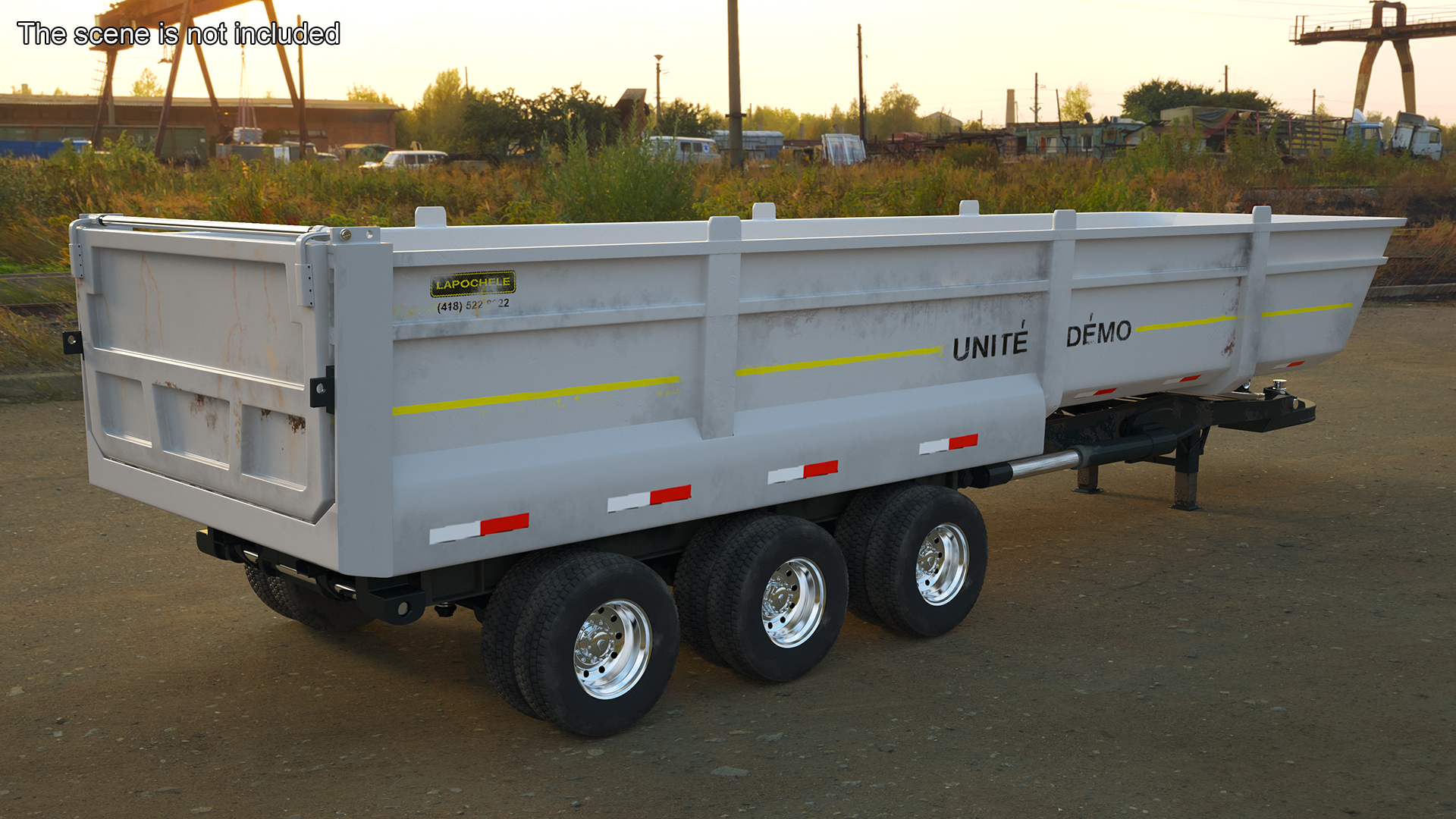 Dump Trailer with Hydraulic Lift Rigged 3D model