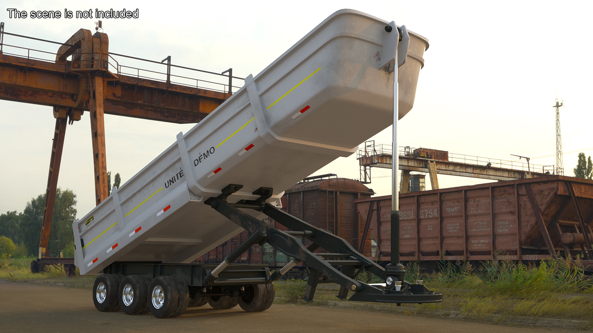 Dump Trailer with Hydraulic Lift Rigged 3D model