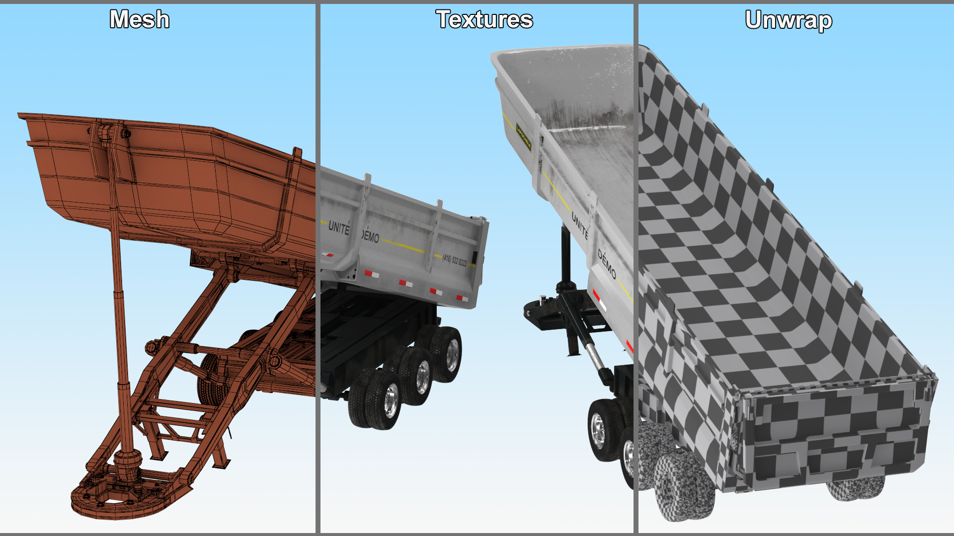 Dump Trailer with Hydraulic Lift Rigged 3D model