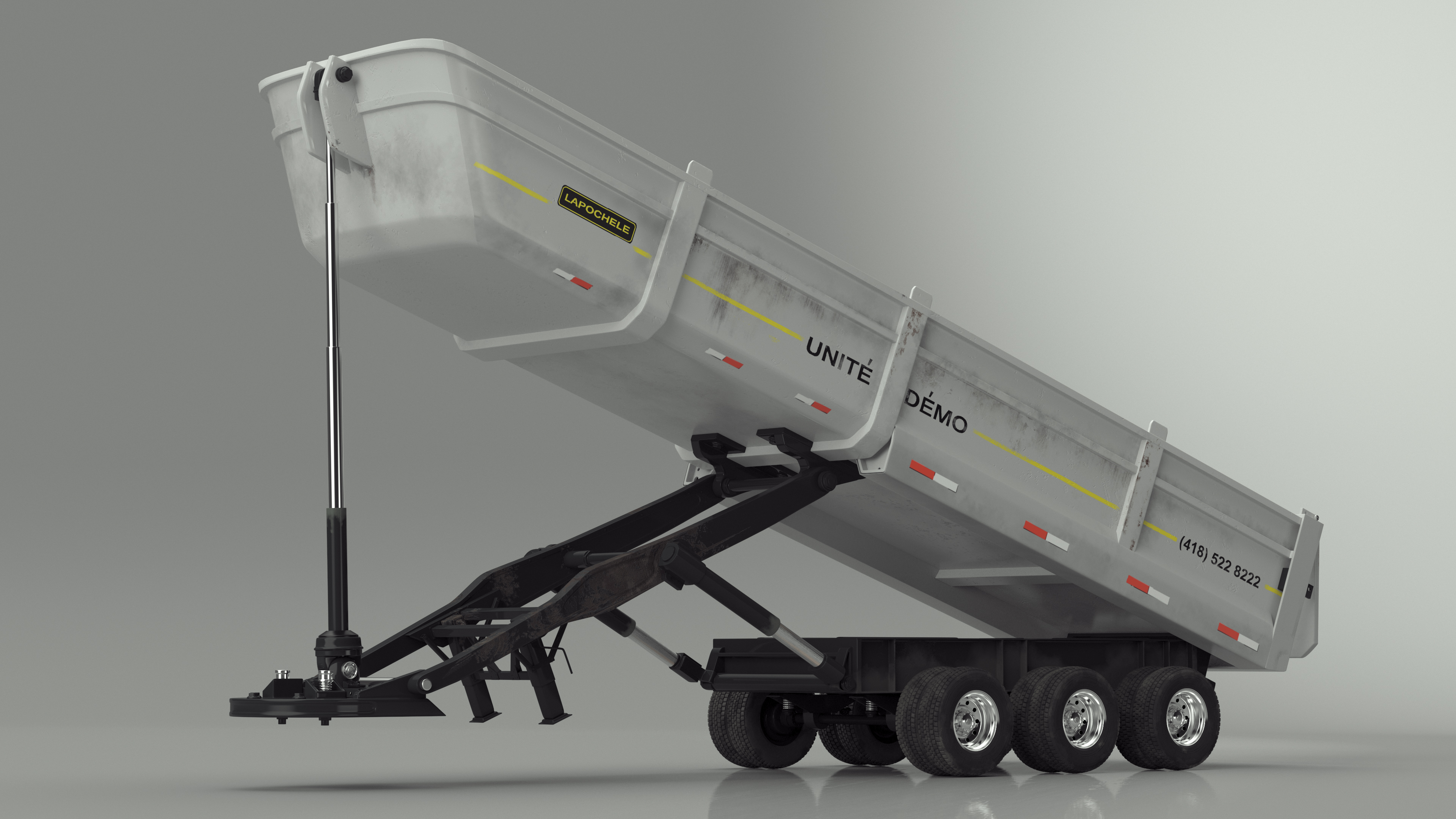 Dump Trailer with Hydraulic Lift Rigged 3D model