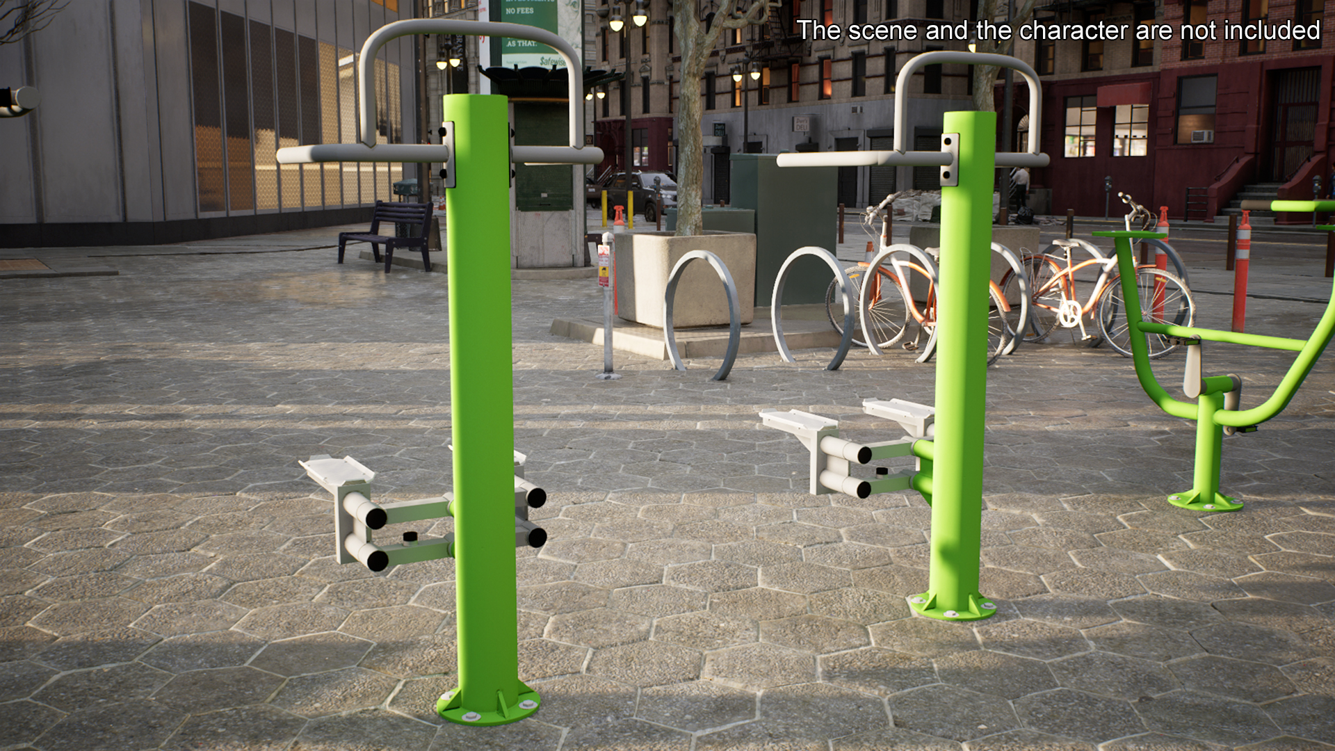 Outdoor Stepper Fitness Equipment Green 3D model