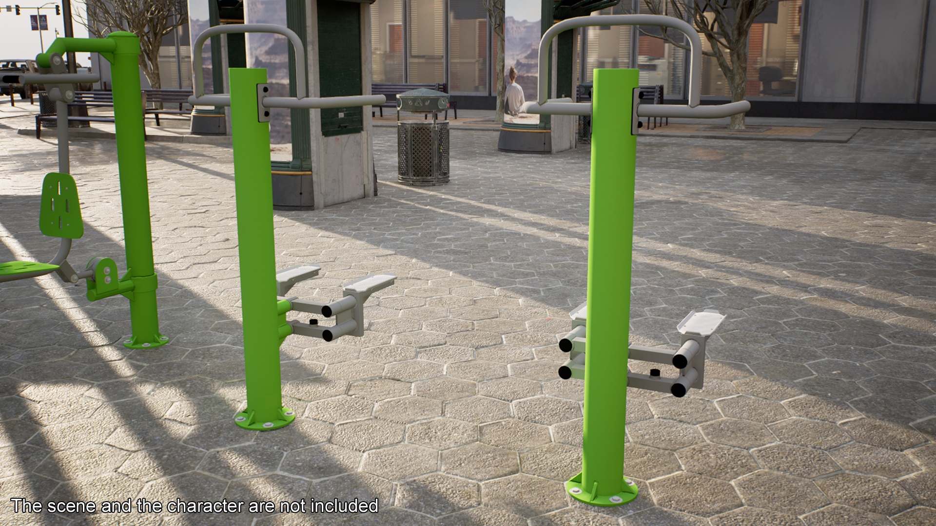 Outdoor Stepper Fitness Equipment Green 3D model