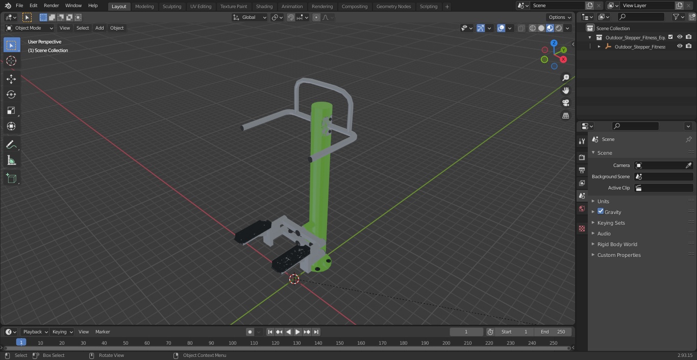 Outdoor Stepper Fitness Equipment Green 3D model