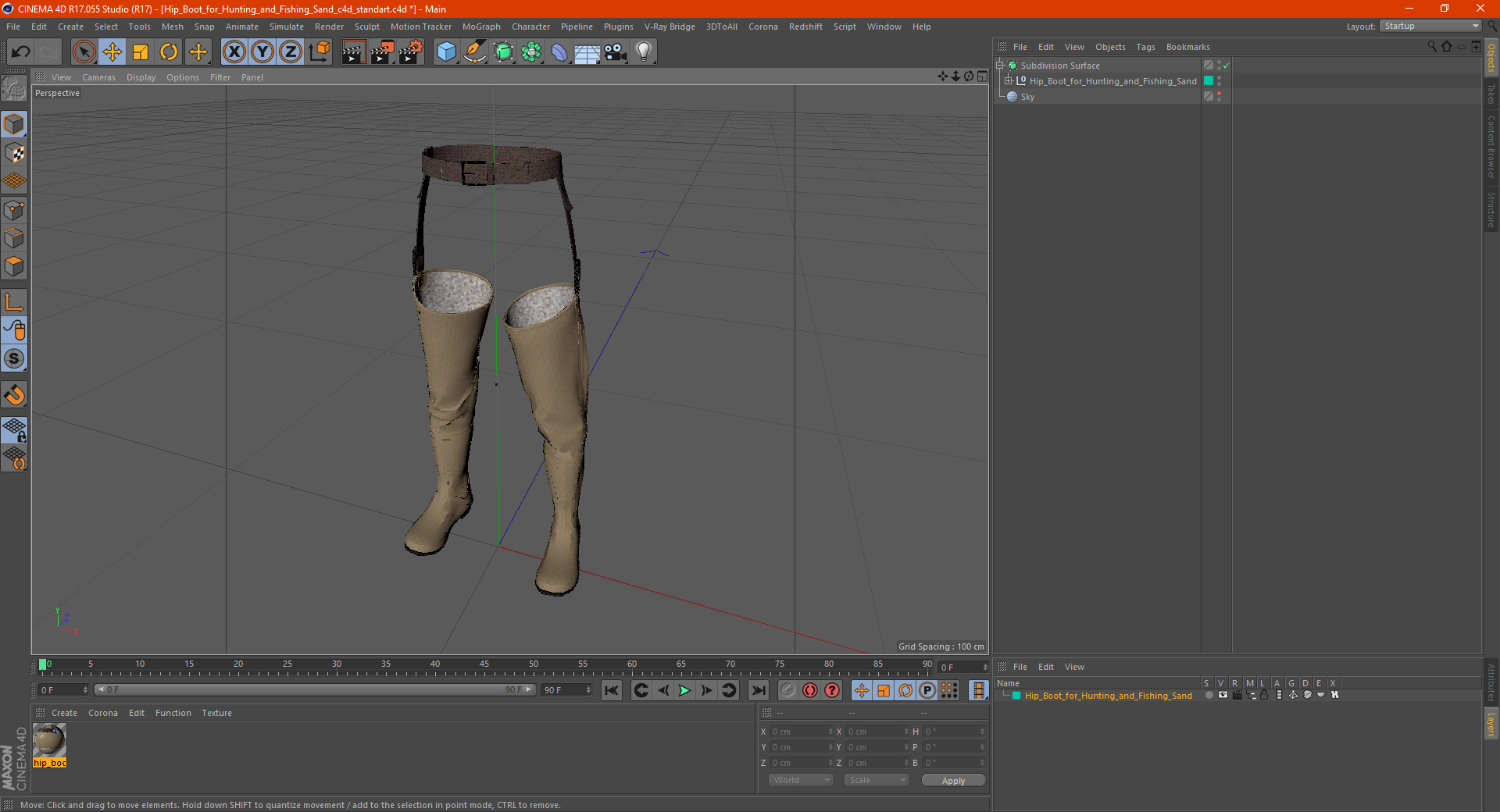 Hip Boot for Hunting and Fishing Sand 3D