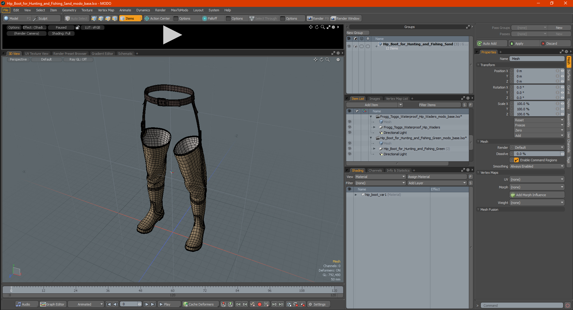 Hip Boot for Hunting and Fishing Sand 3D