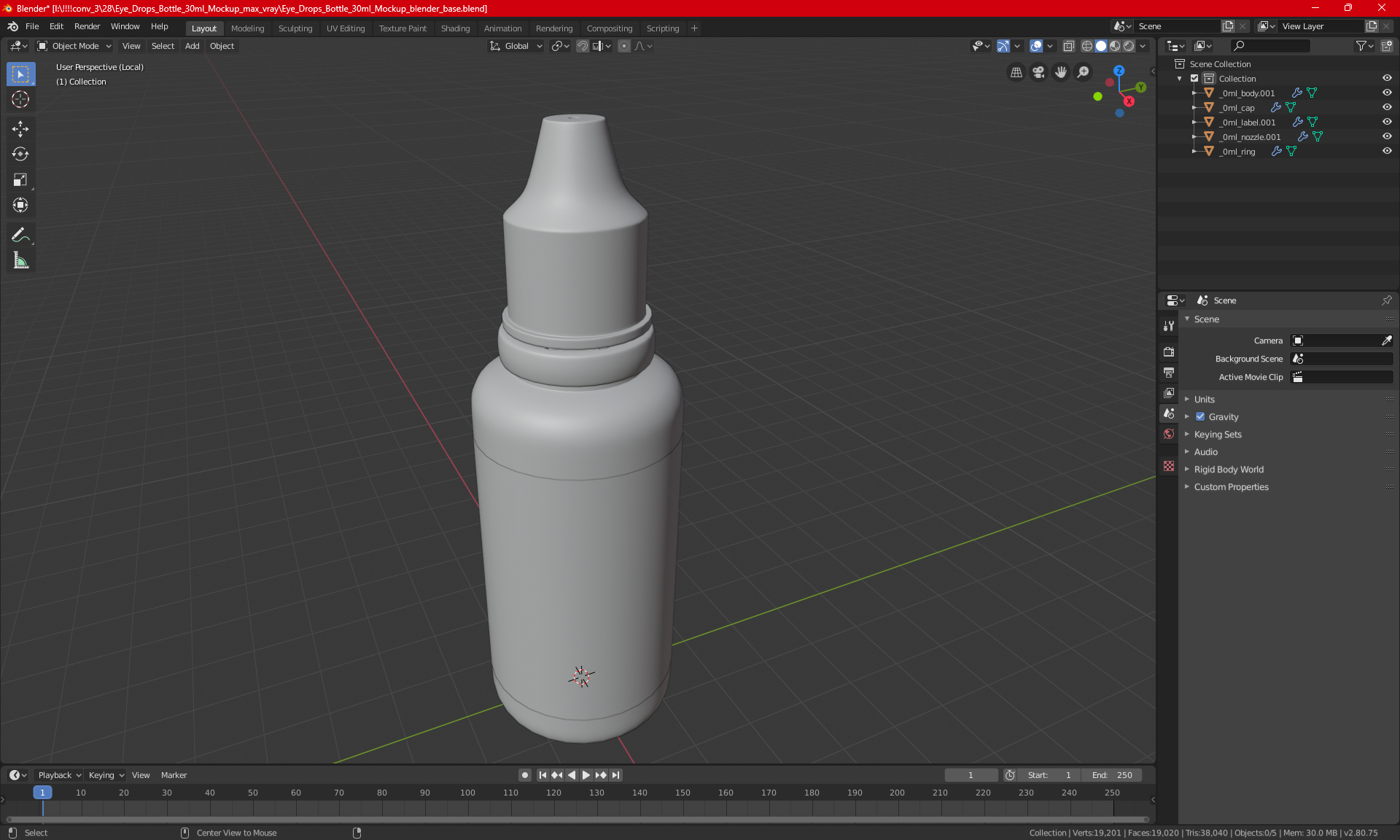 3D Eye Drops Bottle 30ml Mockup model
