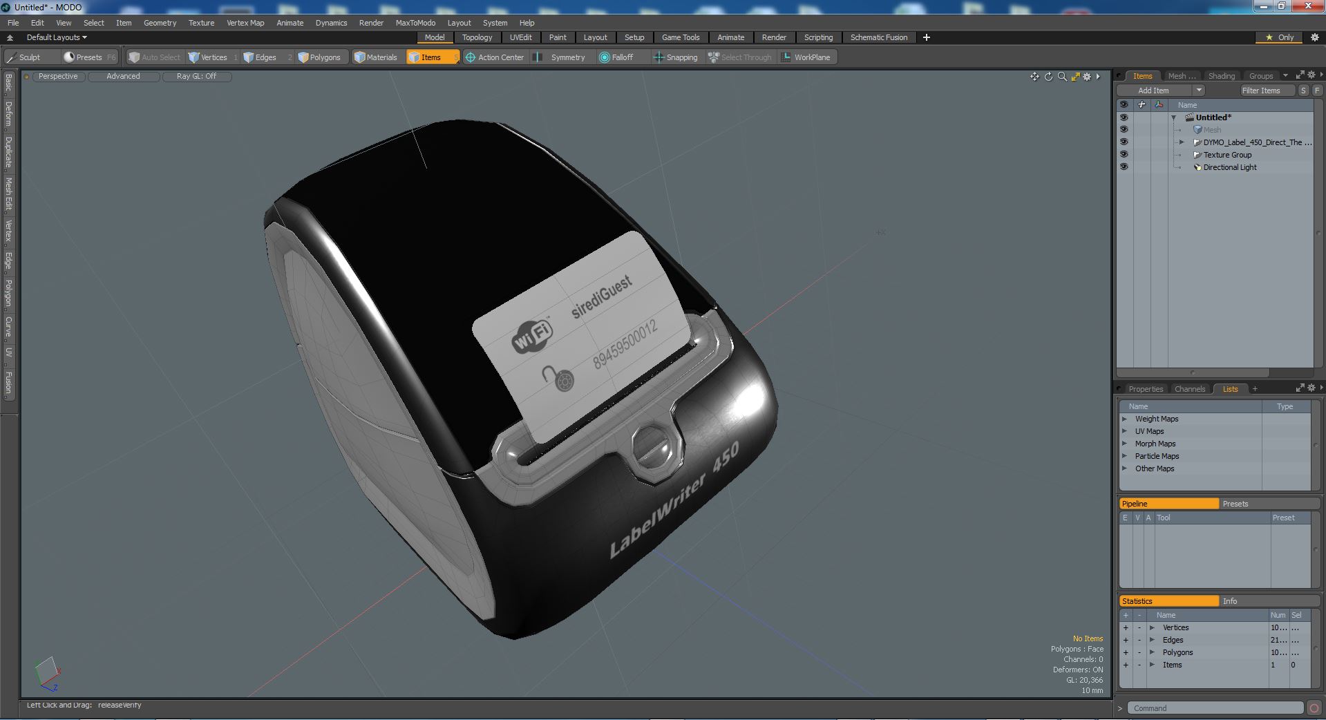 3D DYMO Label 450 Direct Thermal Printer with Wifi Label model