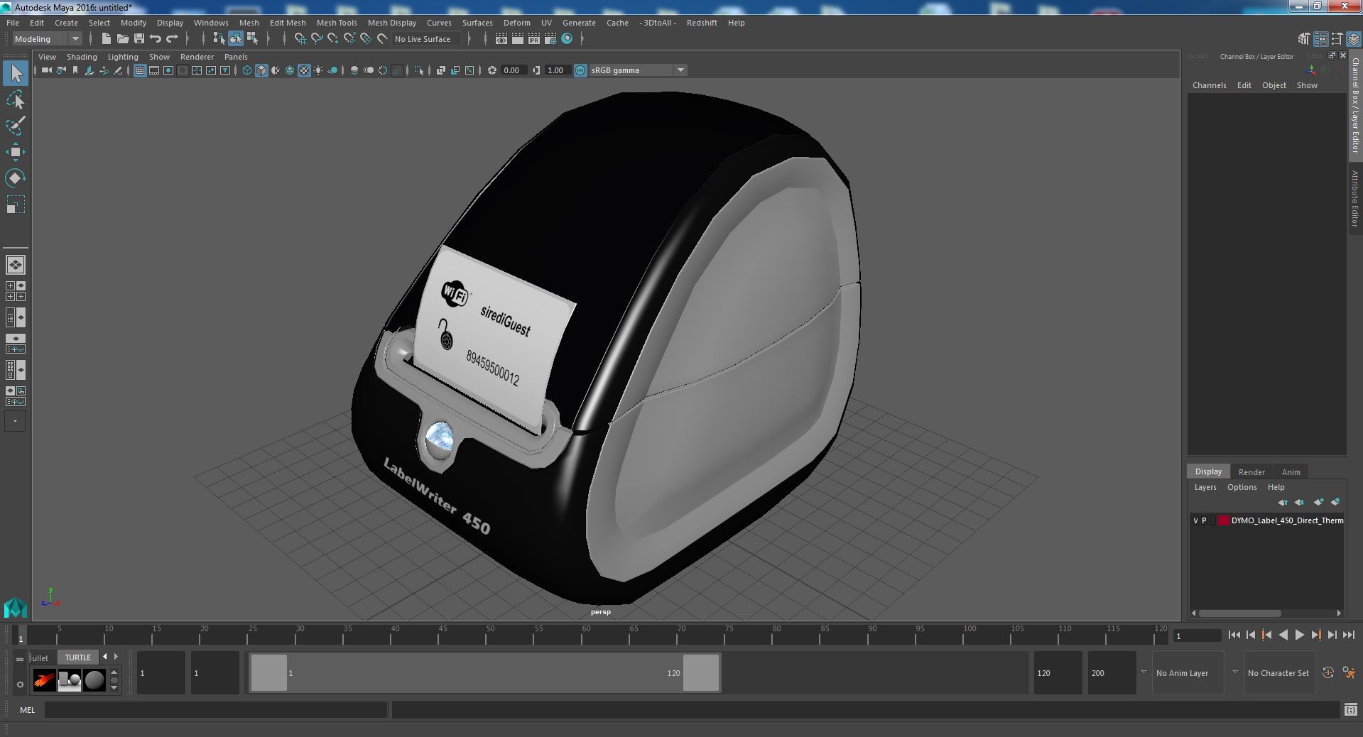 3D DYMO Label 450 Direct Thermal Printer with Wifi Label model