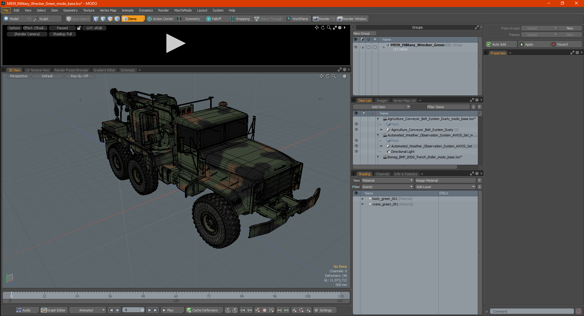 M939 Military Wrecker Green 3D