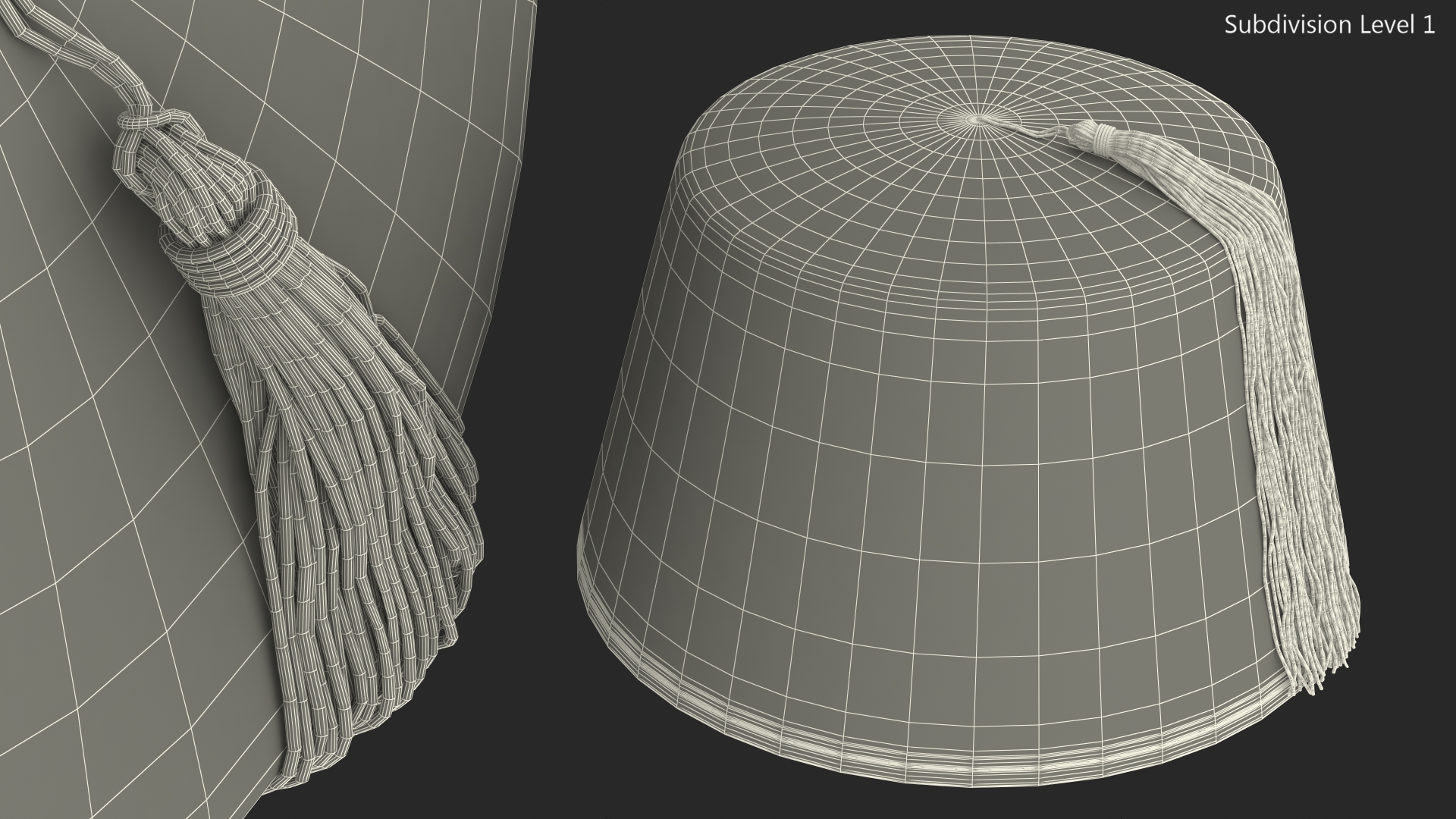 Traditional Arabic Blue Fez Hat With Yellow Tassel Fur 3D model
