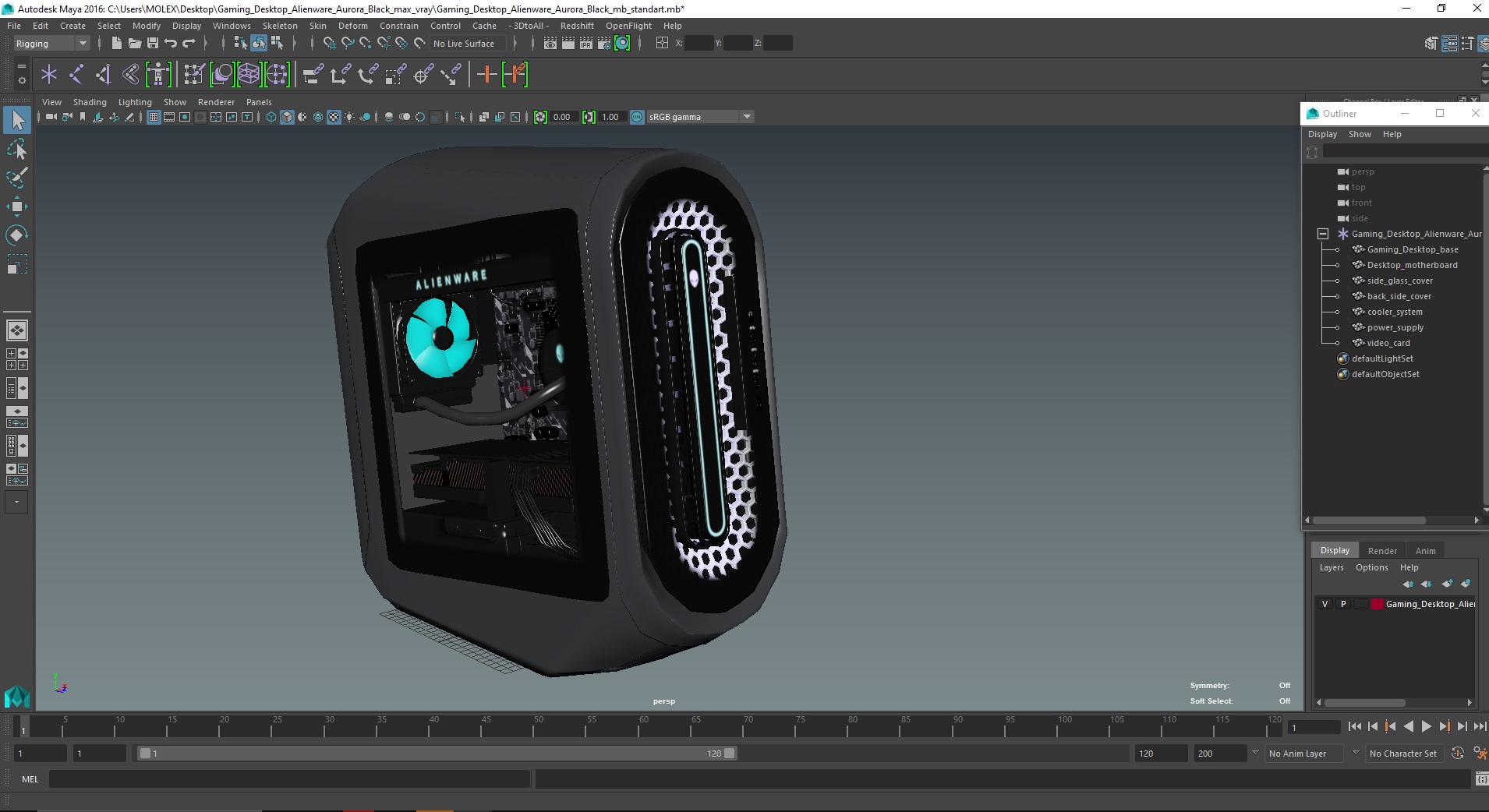Gaming Desktop Alienware Aurora Black 3D