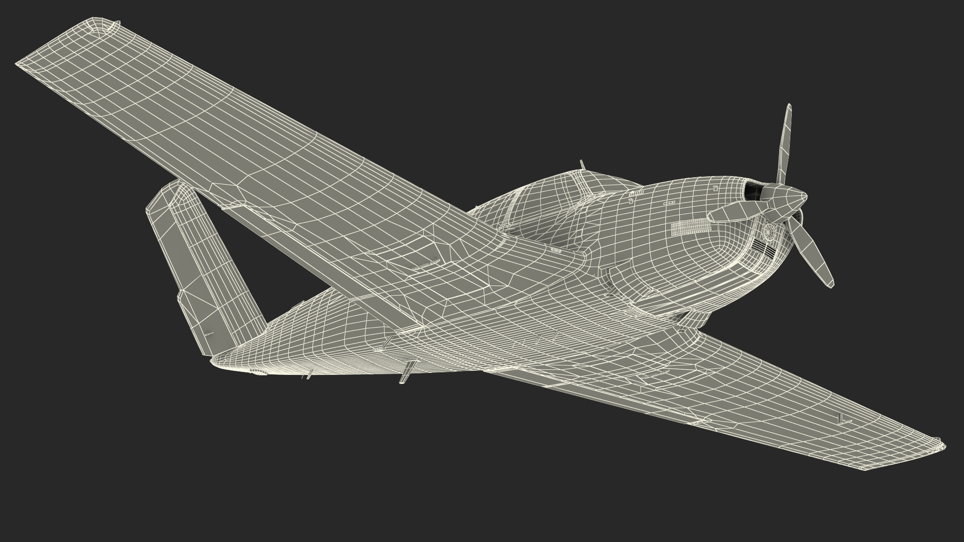 Single Engined Aircraft V Tail Rigged 3D