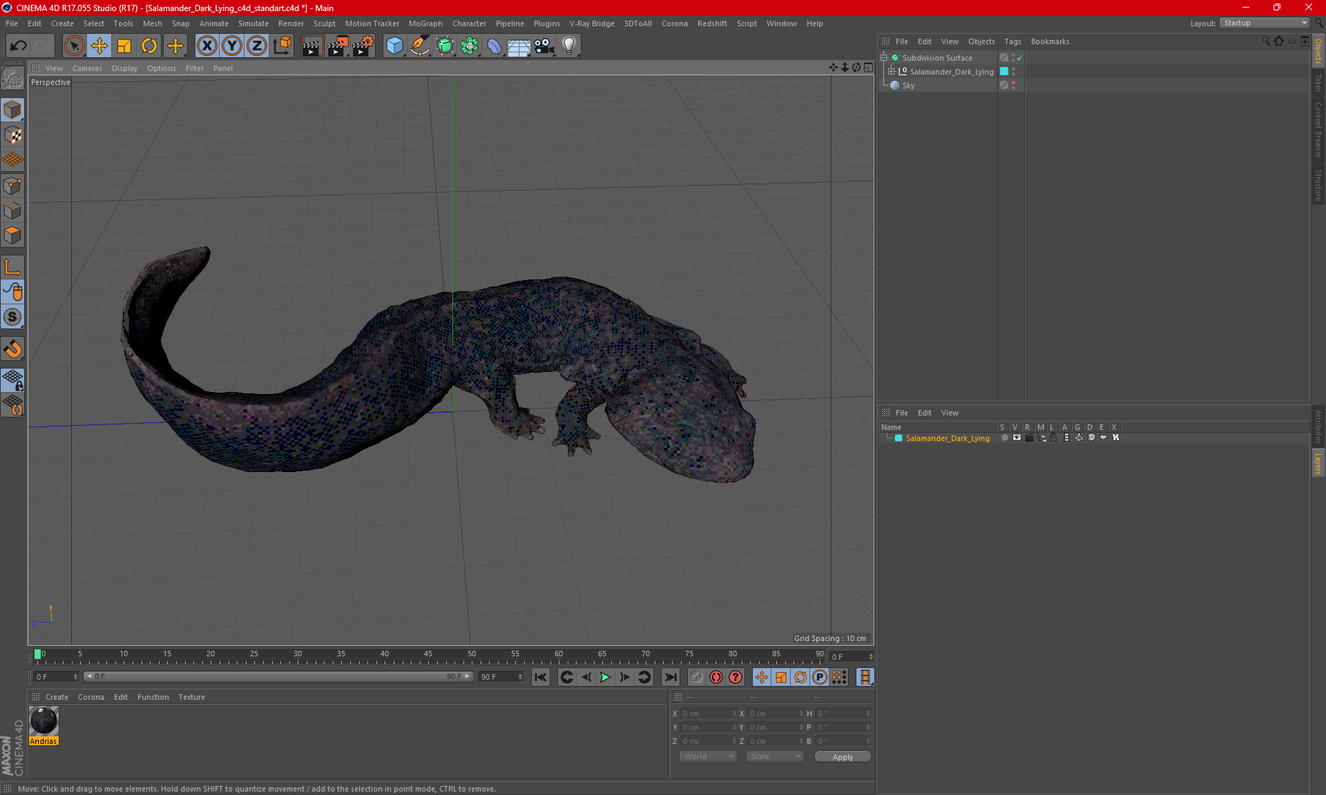 3D Salamander Dark Lying