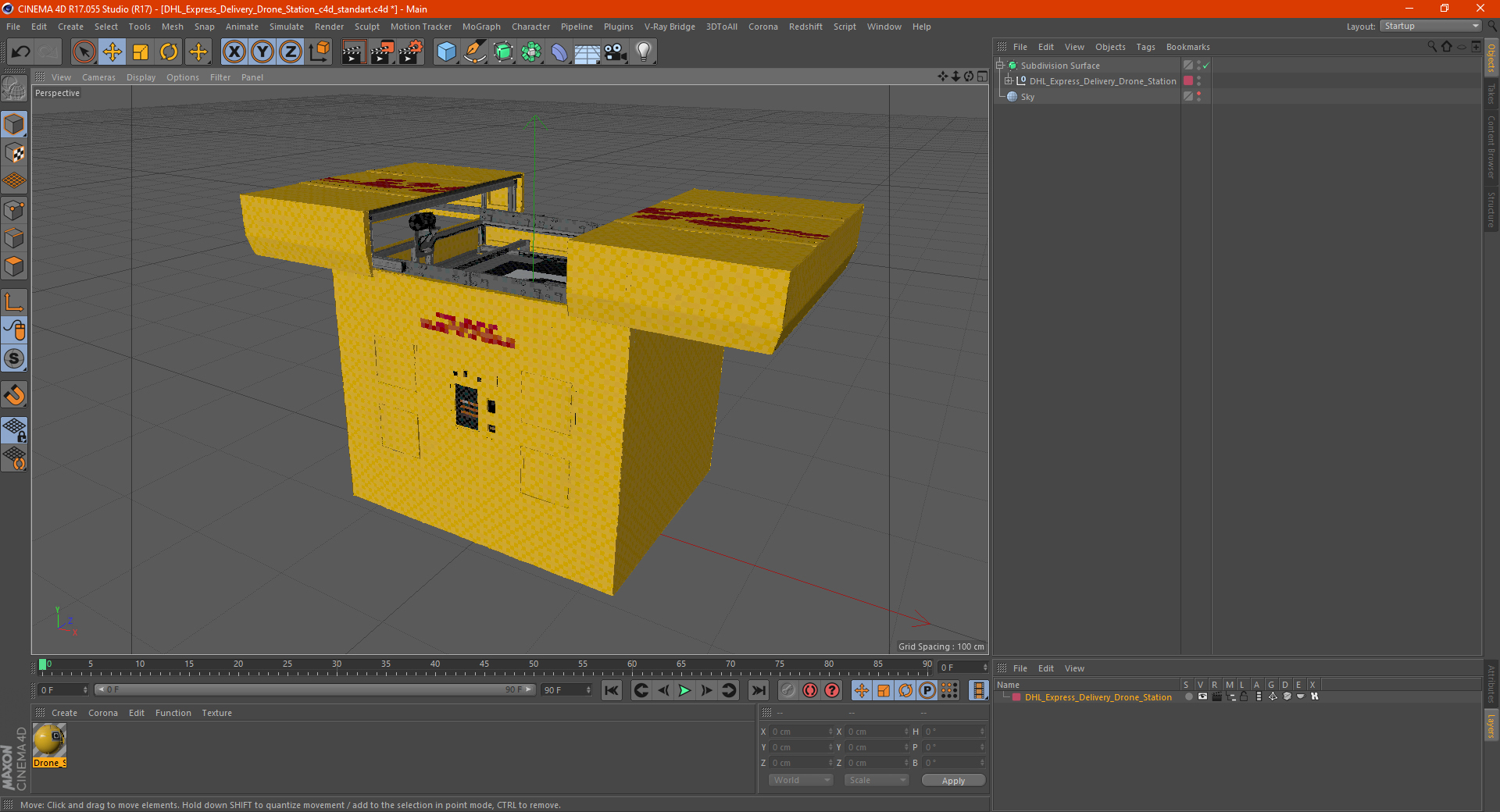 DHL Express Delivery Drone Station 3D model