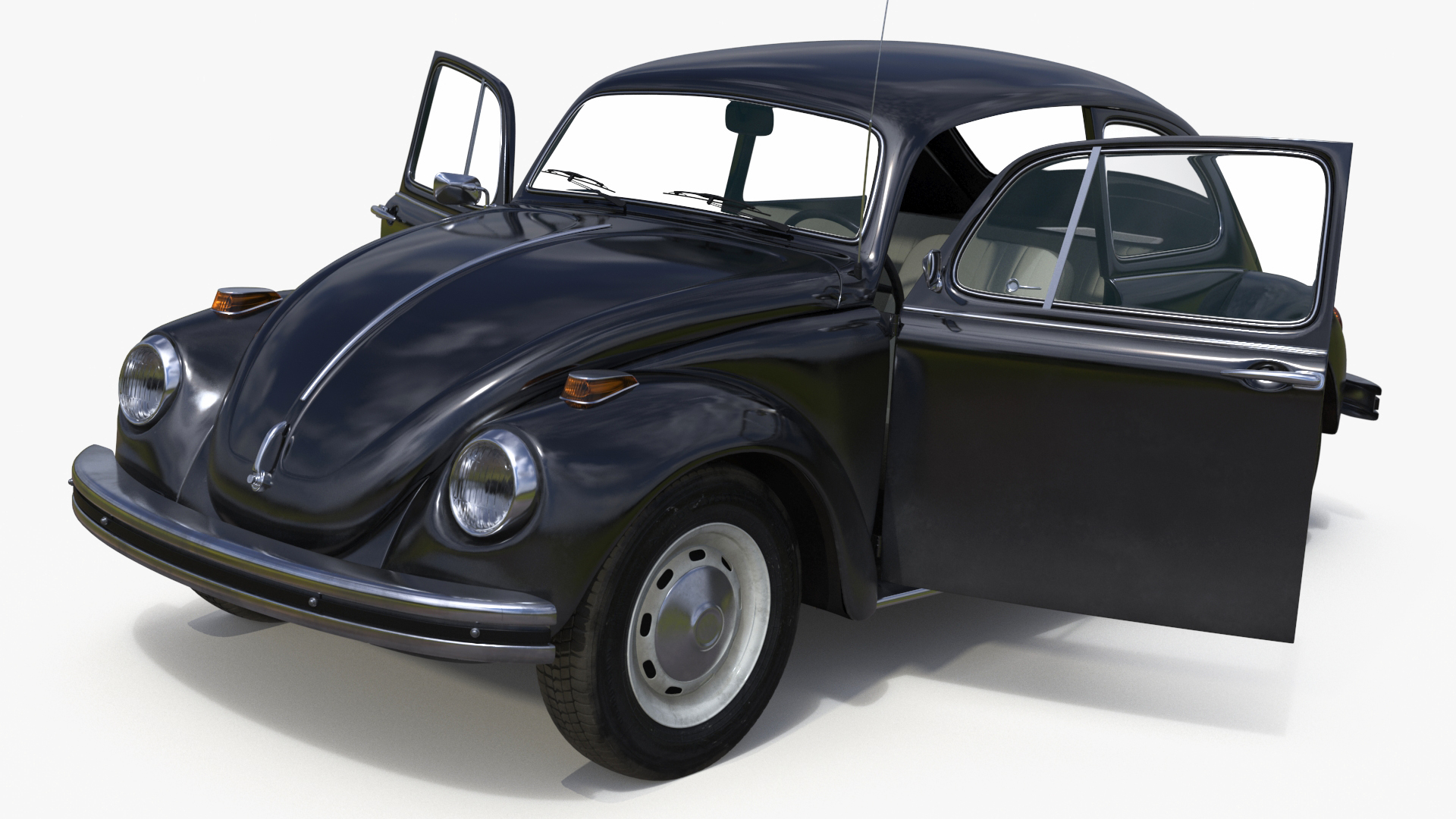 3D Vintage Volkswagen Beetle Simple Interior