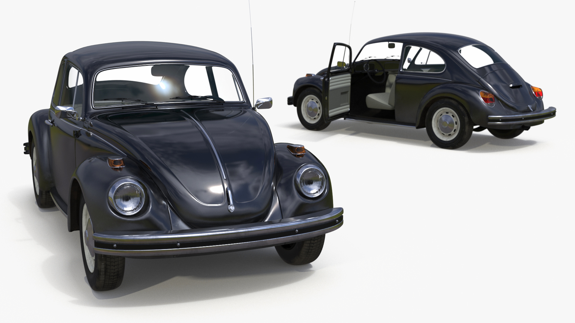 3D Vintage Volkswagen Beetle Simple Interior